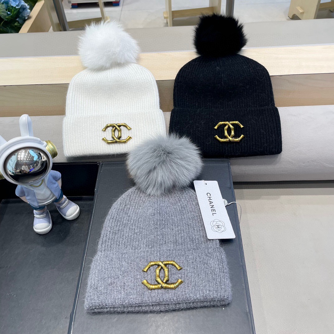 Chanel官网品质香奈儿%70羊毛+%30兔毛秋冬网红时尚博主推荐款毛线帽，小红书爆款，手感超柔软舒适的针织线帽，弹性