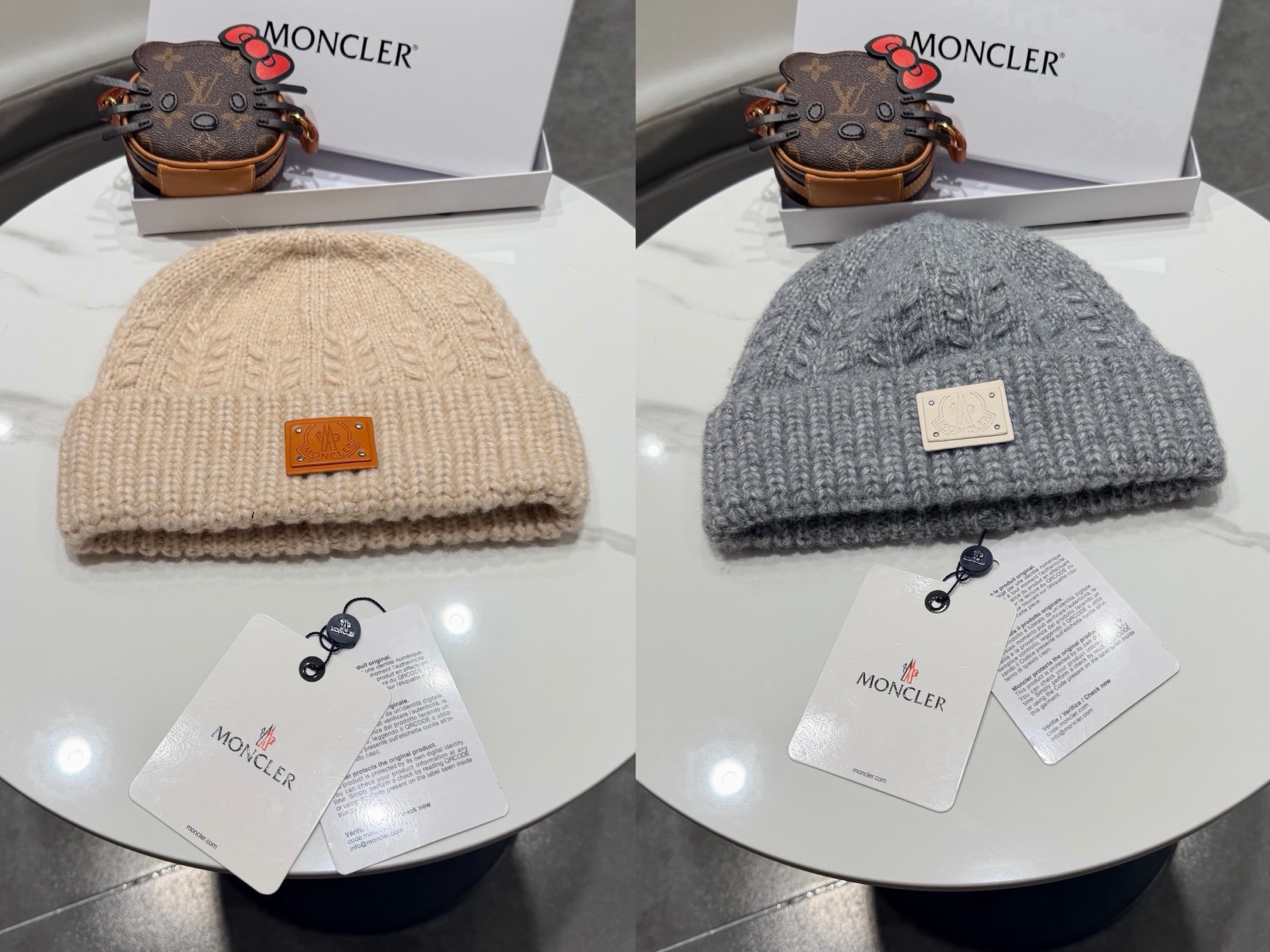 MONCLER蒙口🎩羊毛针织毛线帽，球可拆卸，可隨意搭配，好品质高端大气，超柔软！超火爆💖质感很赞，出街超好搭配！时尚潮