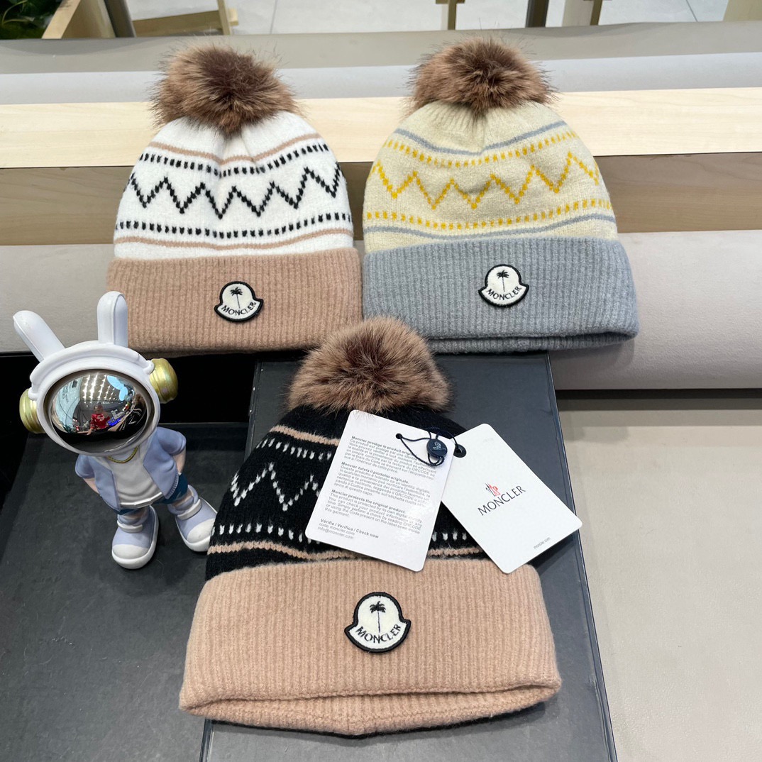 moncler新款冬季帽子百搭时尚针织套头包头毛线帽加绒加厚护耳防风保暖