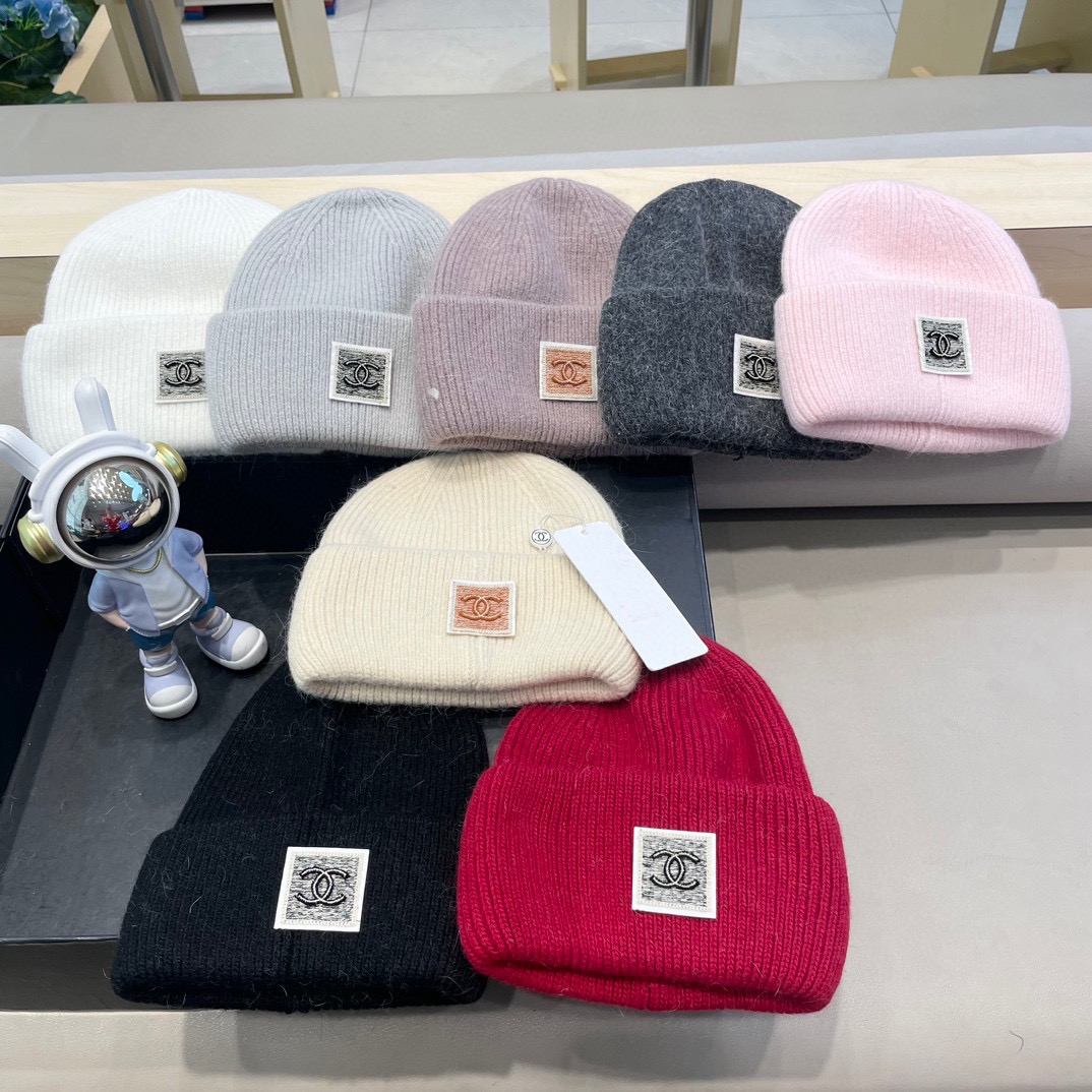 Chanel韩国出口定制~青苹果兔毛针织帽女冬季保暖护耳包头帽薄荷绿冷帽