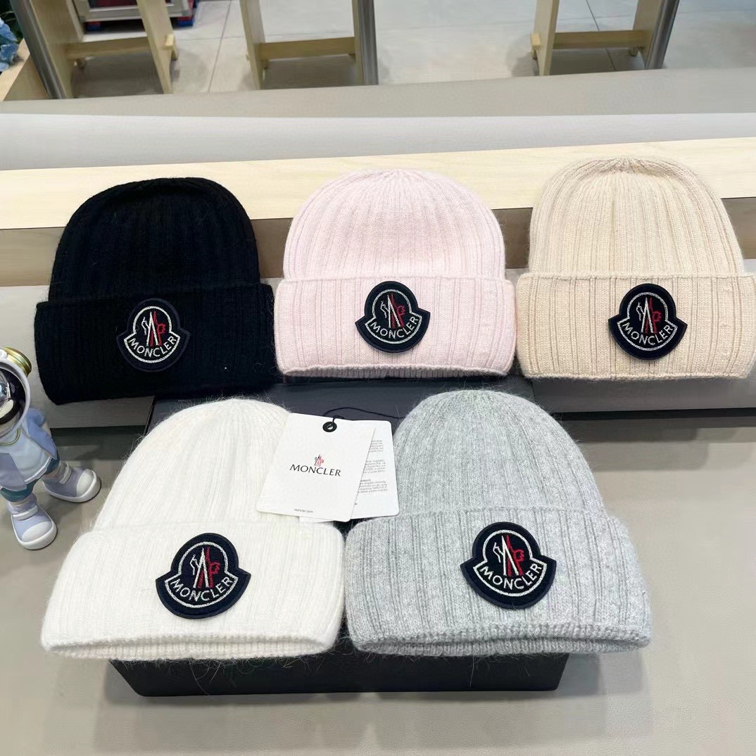 moncler韩国正品进口女秋冬新款时尚毛线帽休闲简约套头帽加厚潮流针织帽