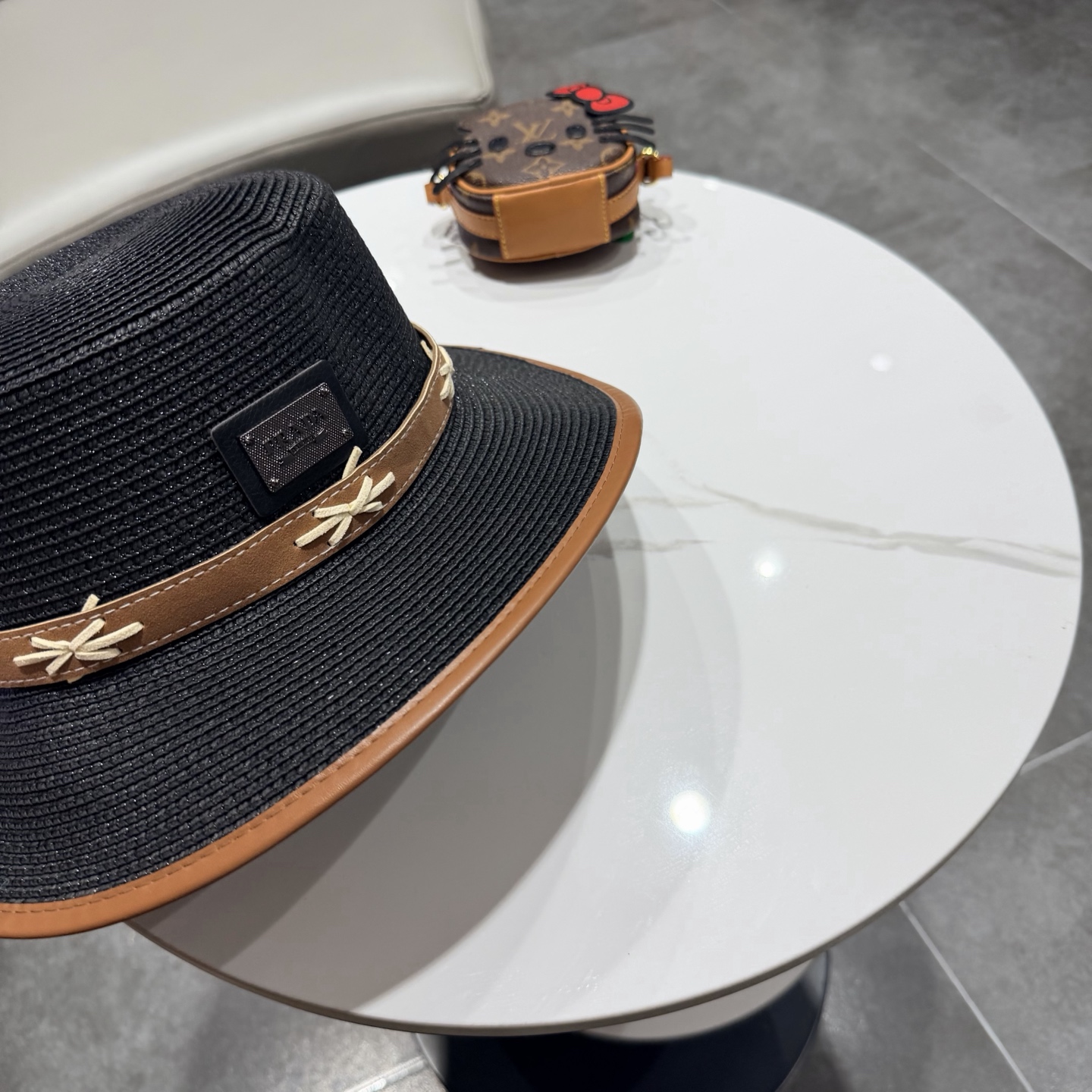 普拉达菲草遮阳帽，遮阳礼帽，沙滩帽，头围57cm