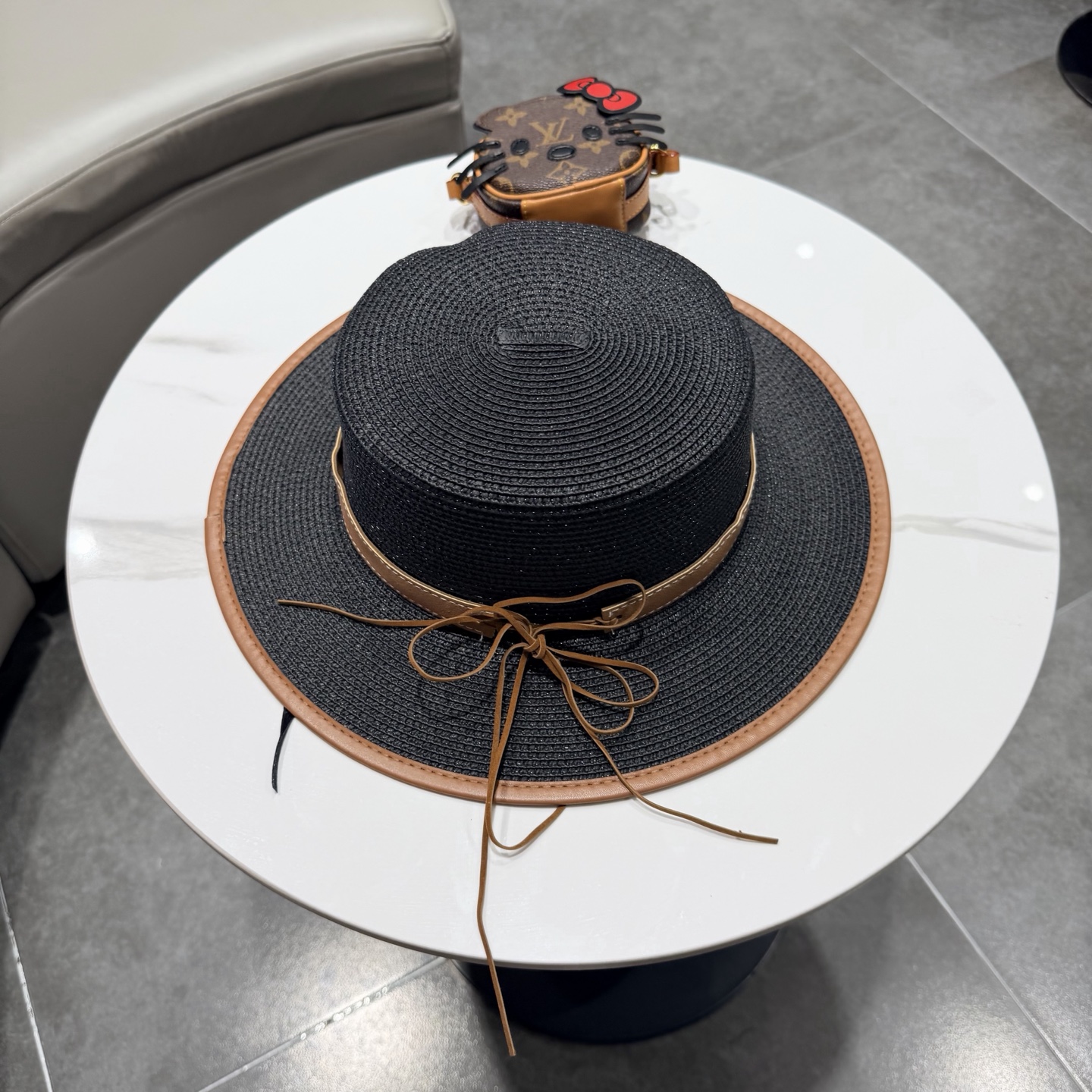 普拉达菲草遮阳帽，遮阳礼帽，沙滩帽，头围57cm