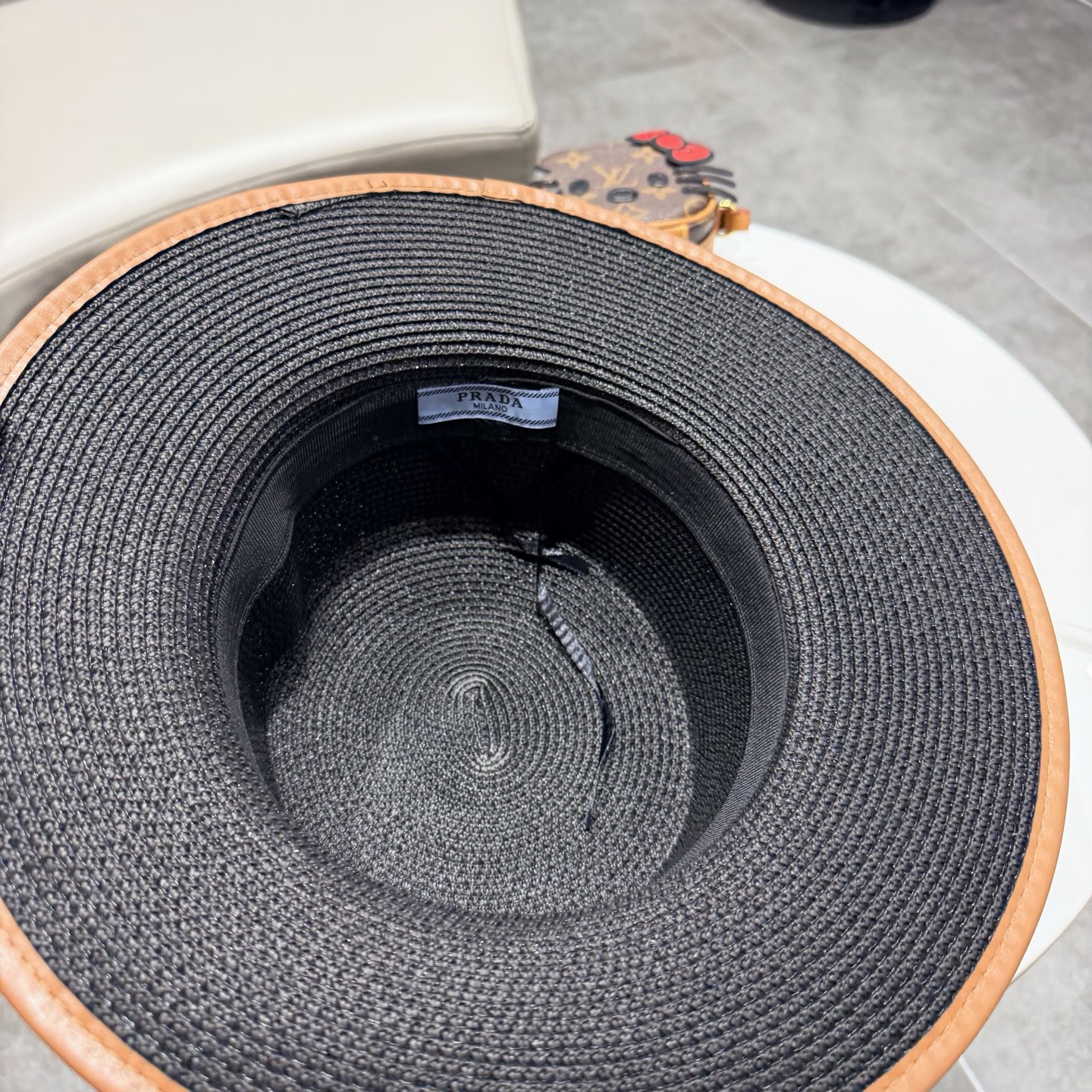 普拉达菲草遮阳帽，遮阳礼帽，沙滩帽，头围57cm