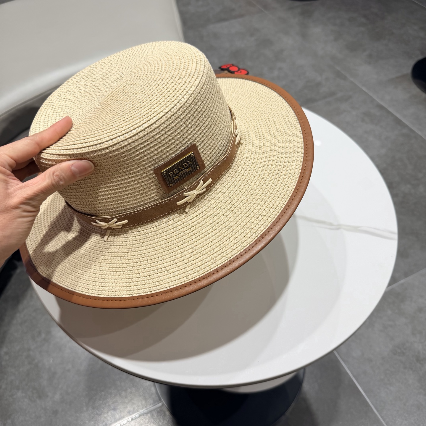 普拉达菲草遮阳帽，遮阳礼帽，沙滩帽，头围57cm