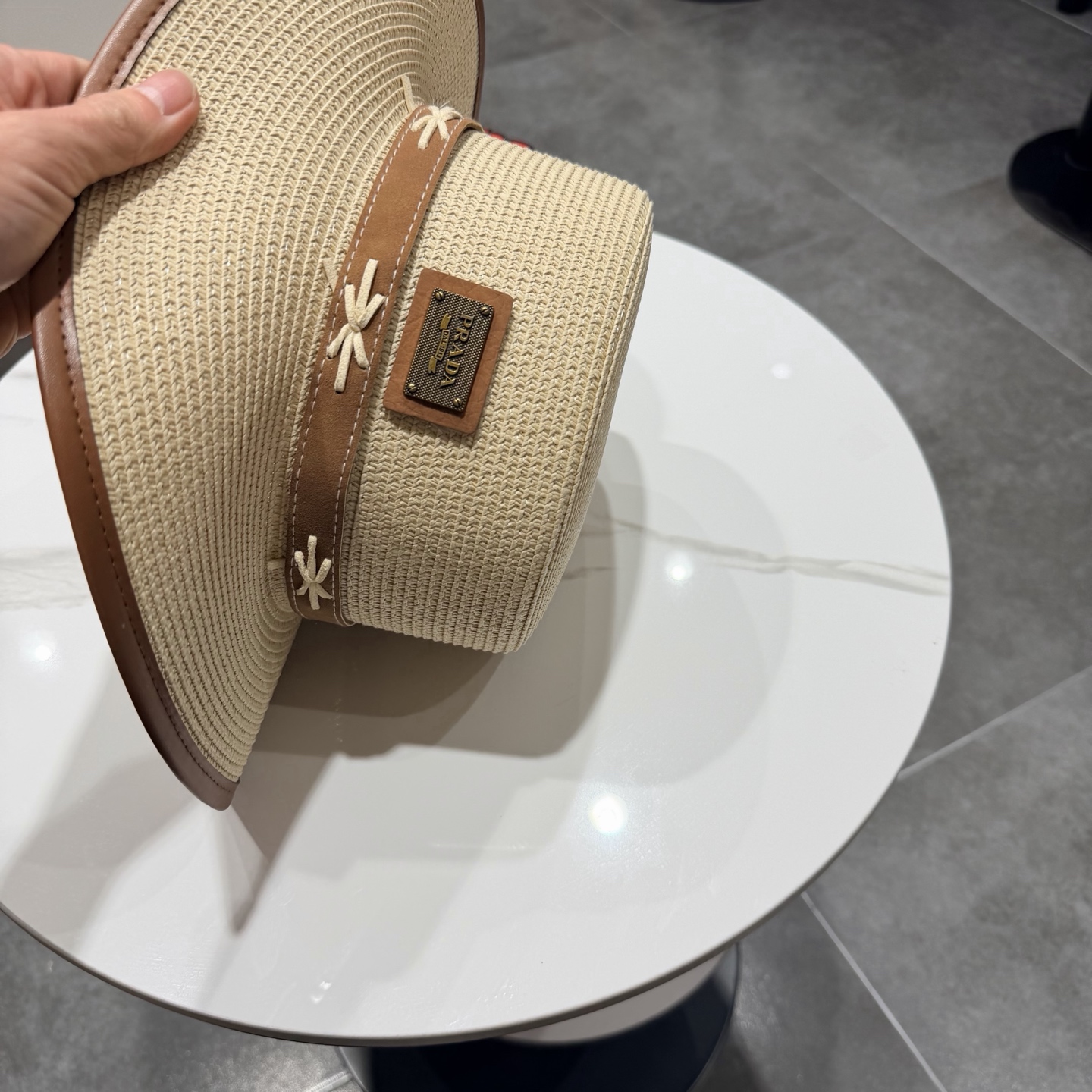 普拉达菲草遮阳帽，遮阳礼帽，沙滩帽，头围57cm