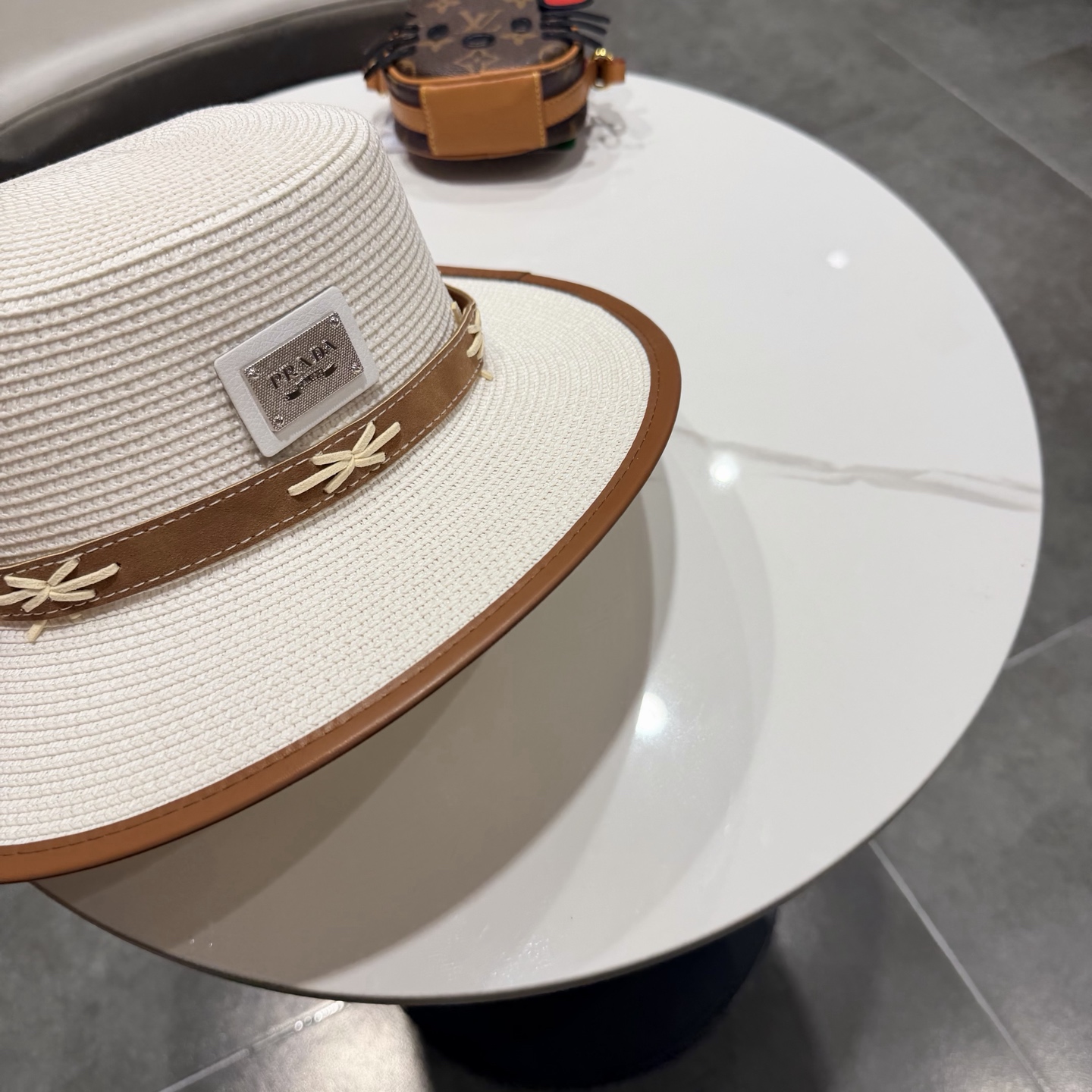普拉达菲草遮阳帽，遮阳礼帽，沙滩帽，头围57cm