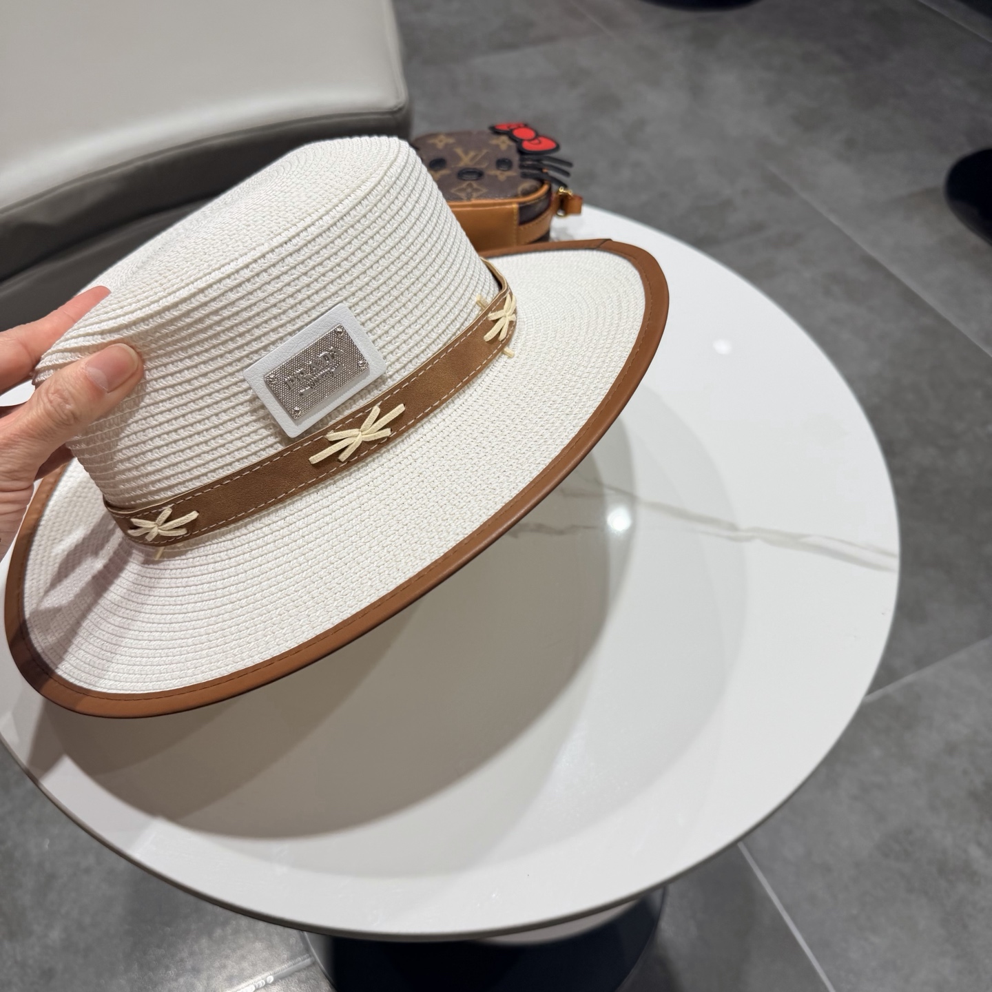 普拉达菲草遮阳帽，遮阳礼帽，沙滩帽，头围57cm