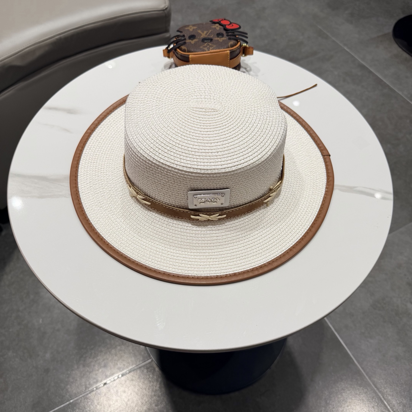 普拉达菲草遮阳帽，遮阳礼帽，沙滩帽，头围57cm