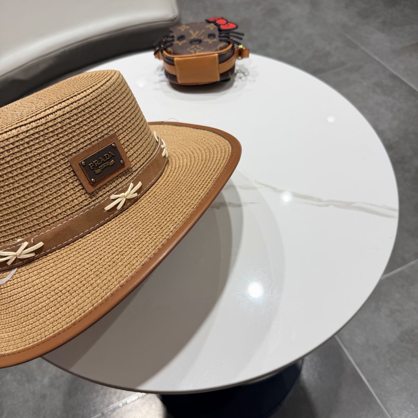 普拉达菲草遮阳帽，遮阳礼帽，沙滩帽，头围57cm