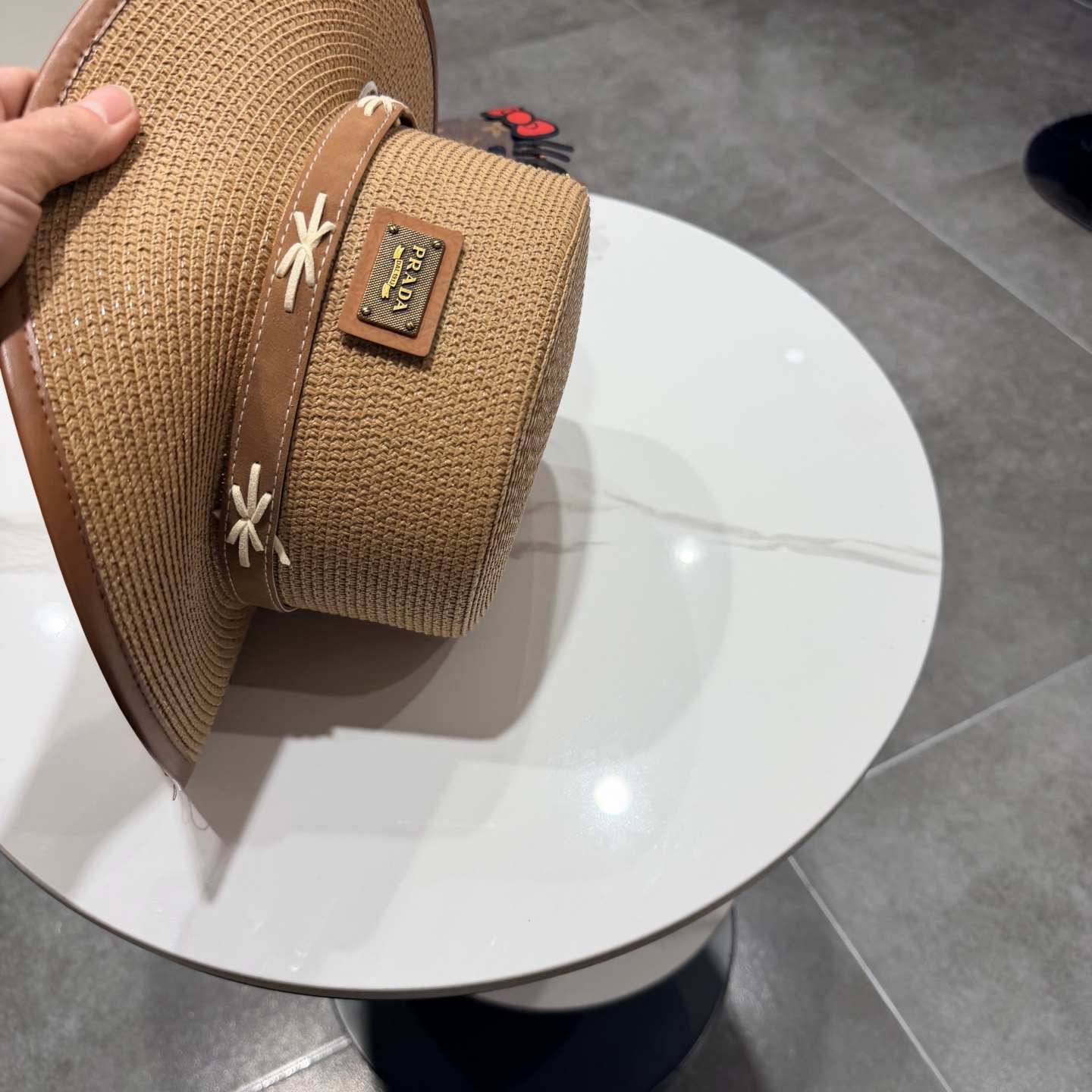 普拉达菲草遮阳帽，遮阳礼帽，沙滩帽，头围57cm