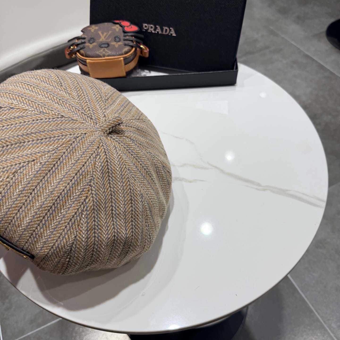 普拉达Prada2025秋冬天复古条纹贝雷帽子女时尚高级感休闲百搭潮流八角帽气质