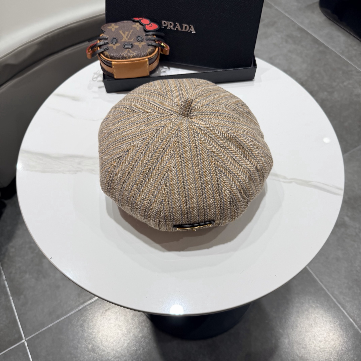 普拉达Prada2025秋冬天复古条纹贝雷帽子女时尚高级感休闲百搭潮流八角帽气质