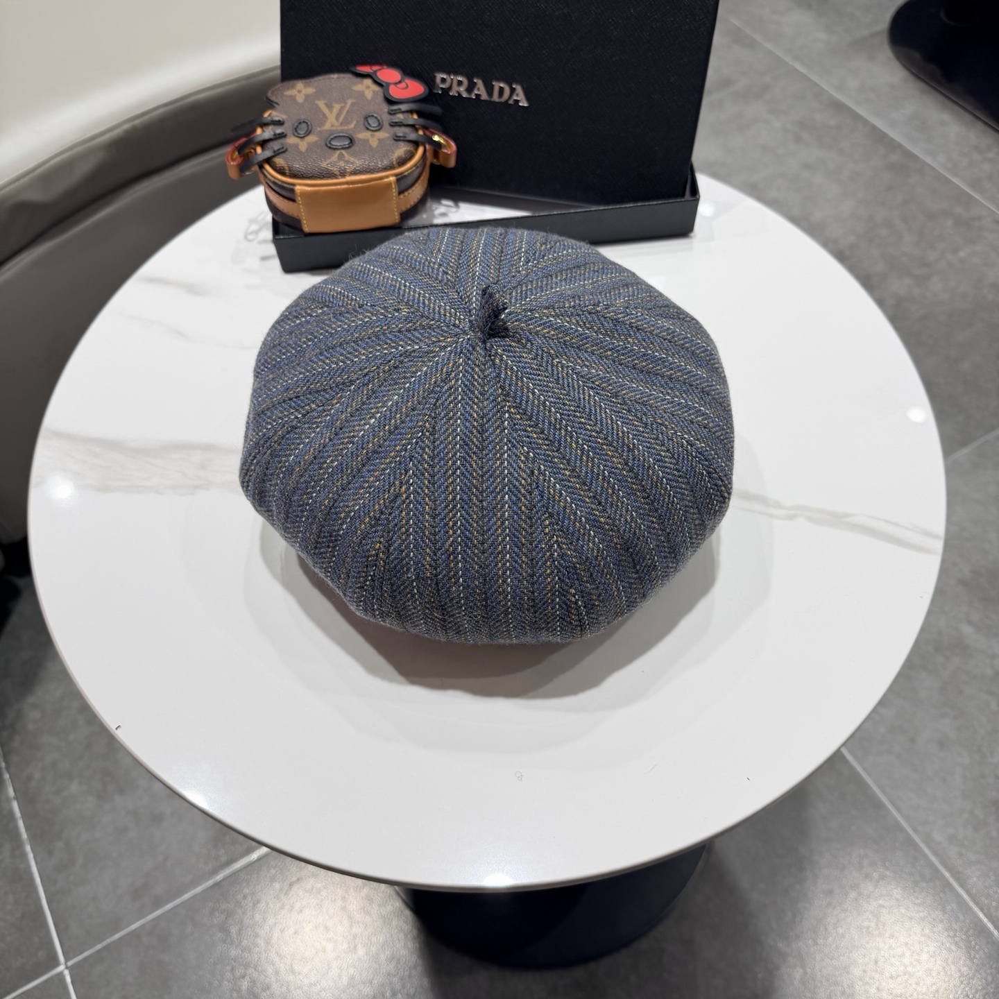 普拉达Prada2025秋冬天复古条纹贝雷帽子女时尚高级感休闲百搭潮流八角帽气质