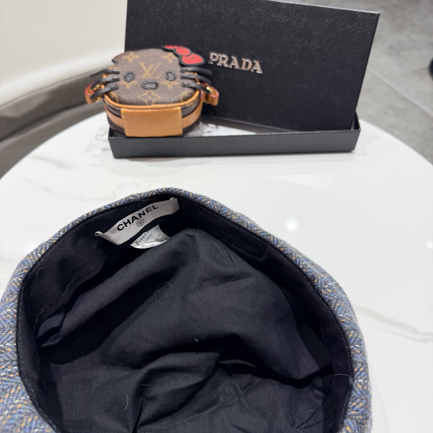 普拉达Prada2025秋冬天复古条纹贝雷帽子女时尚高级感休闲百搭潮流八角帽气质