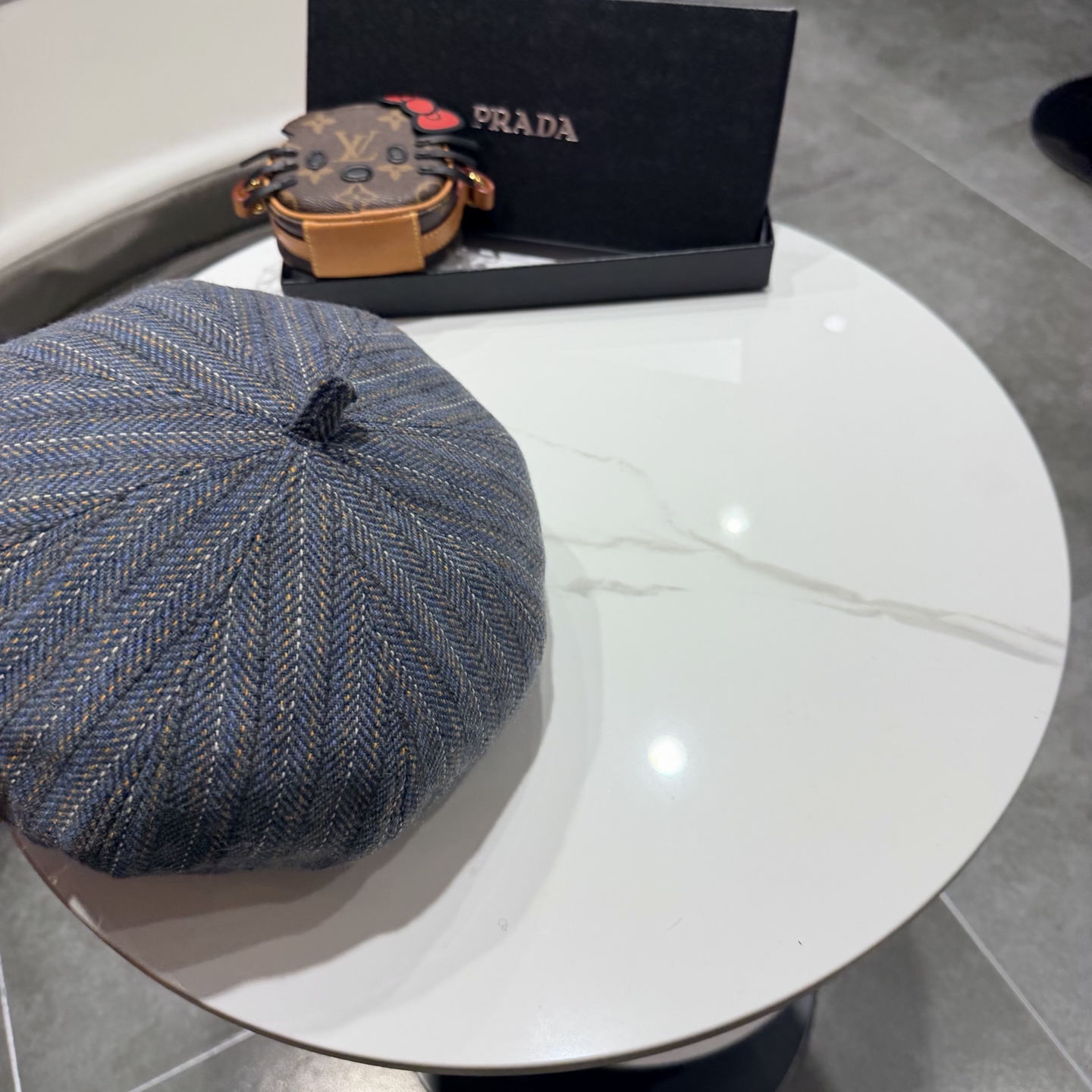 普拉达Prada2025秋冬天复古条纹贝雷帽子女时尚高级感休闲百搭潮流八角帽气质