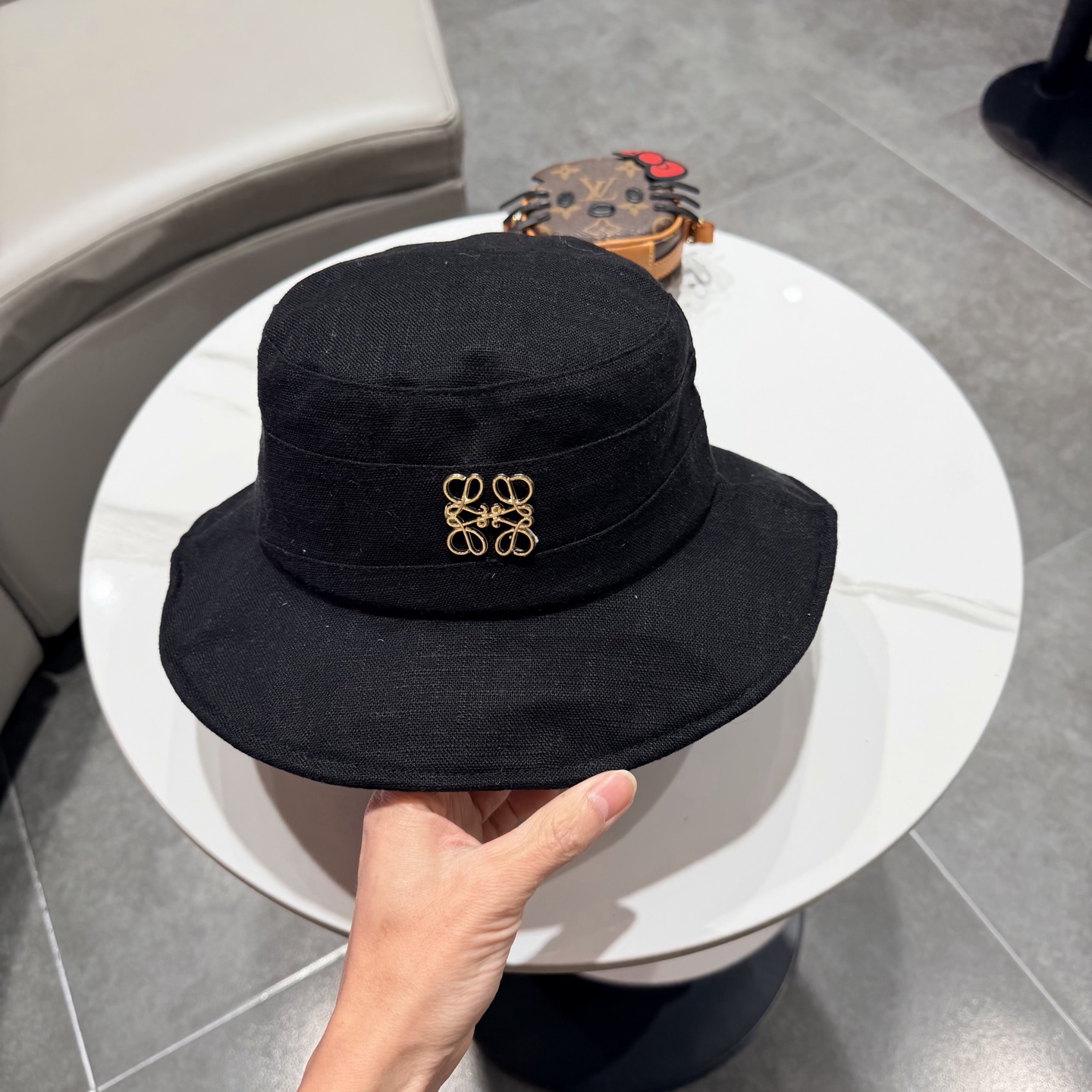 罗意威原宿风棉麻混纺渔夫帽子女春夏薄款布帽百搭撞色盆帽休闲帽潮