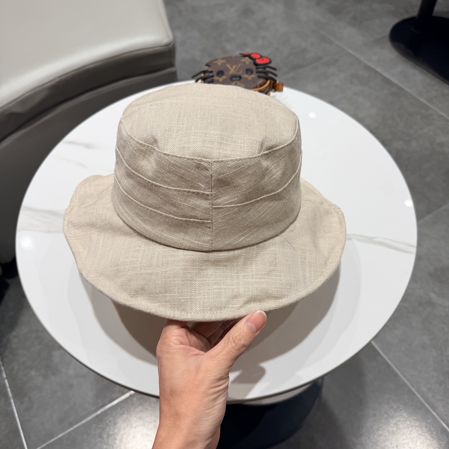 罗意威原宿风棉麻混纺渔夫帽子女春夏薄款布帽百搭撞色盆帽休闲帽潮