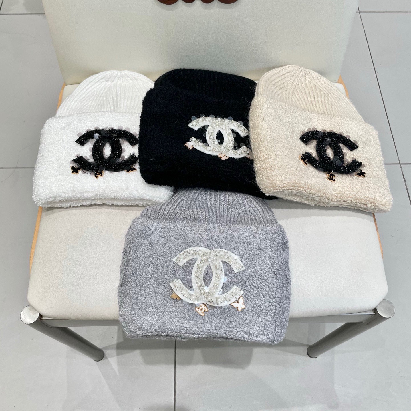 chanel香奈儿高品质50兔毛，50羊毛毛线帽甜美减龄针织帽加大显脸小保暖套头帽冬帽