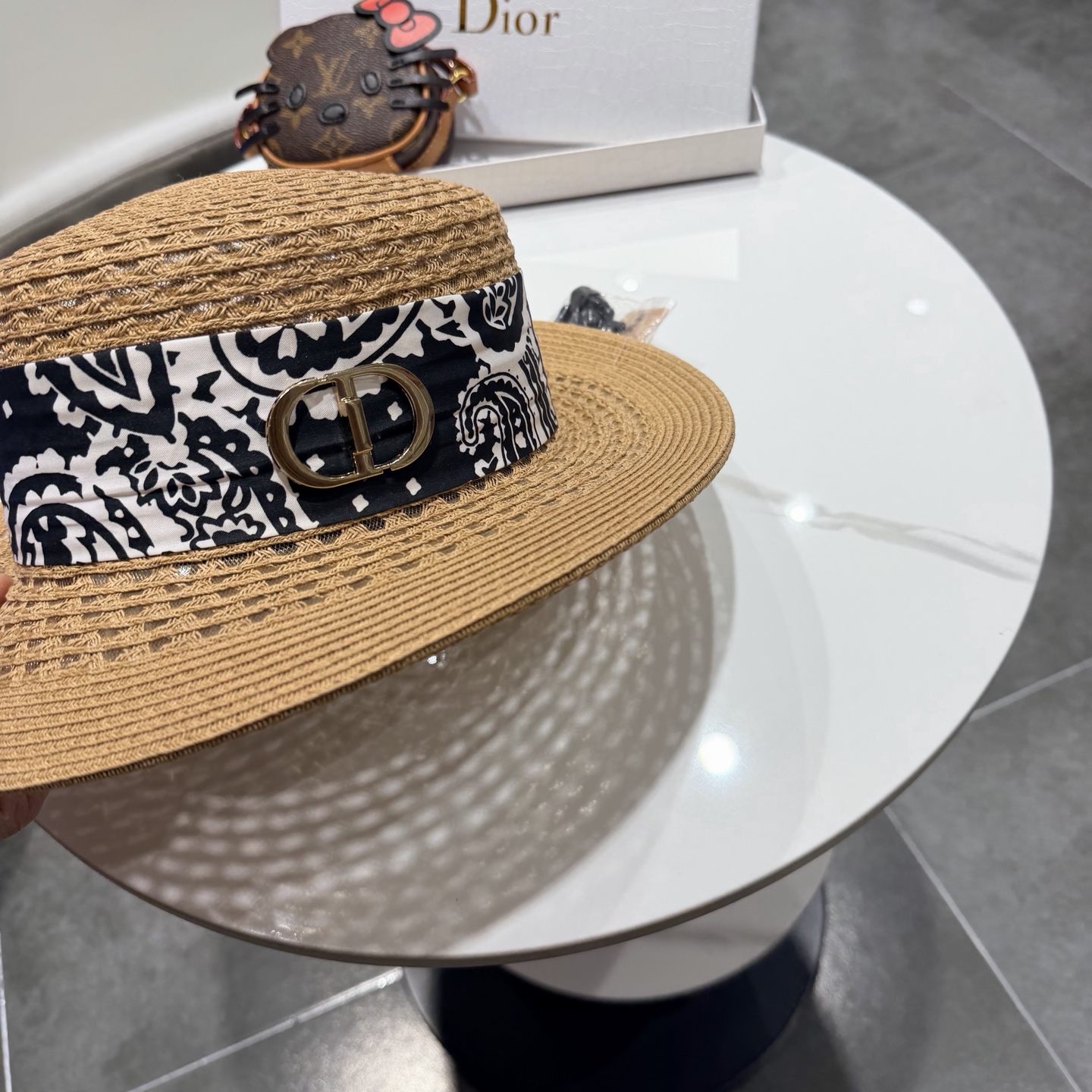 Dior迪奥新款平顶礼帽，遮阳草帽，头围57cm