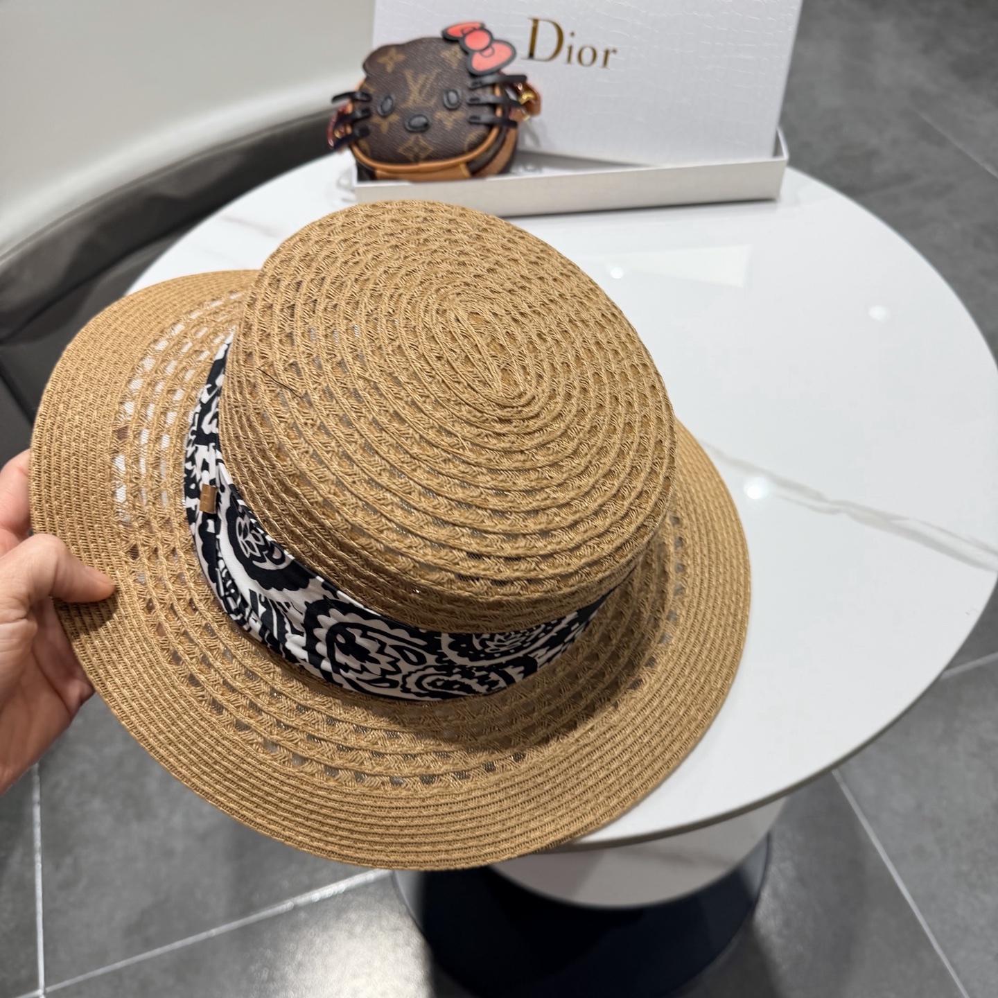 Dior迪奥新款平顶礼帽，遮阳草帽，头围57cm