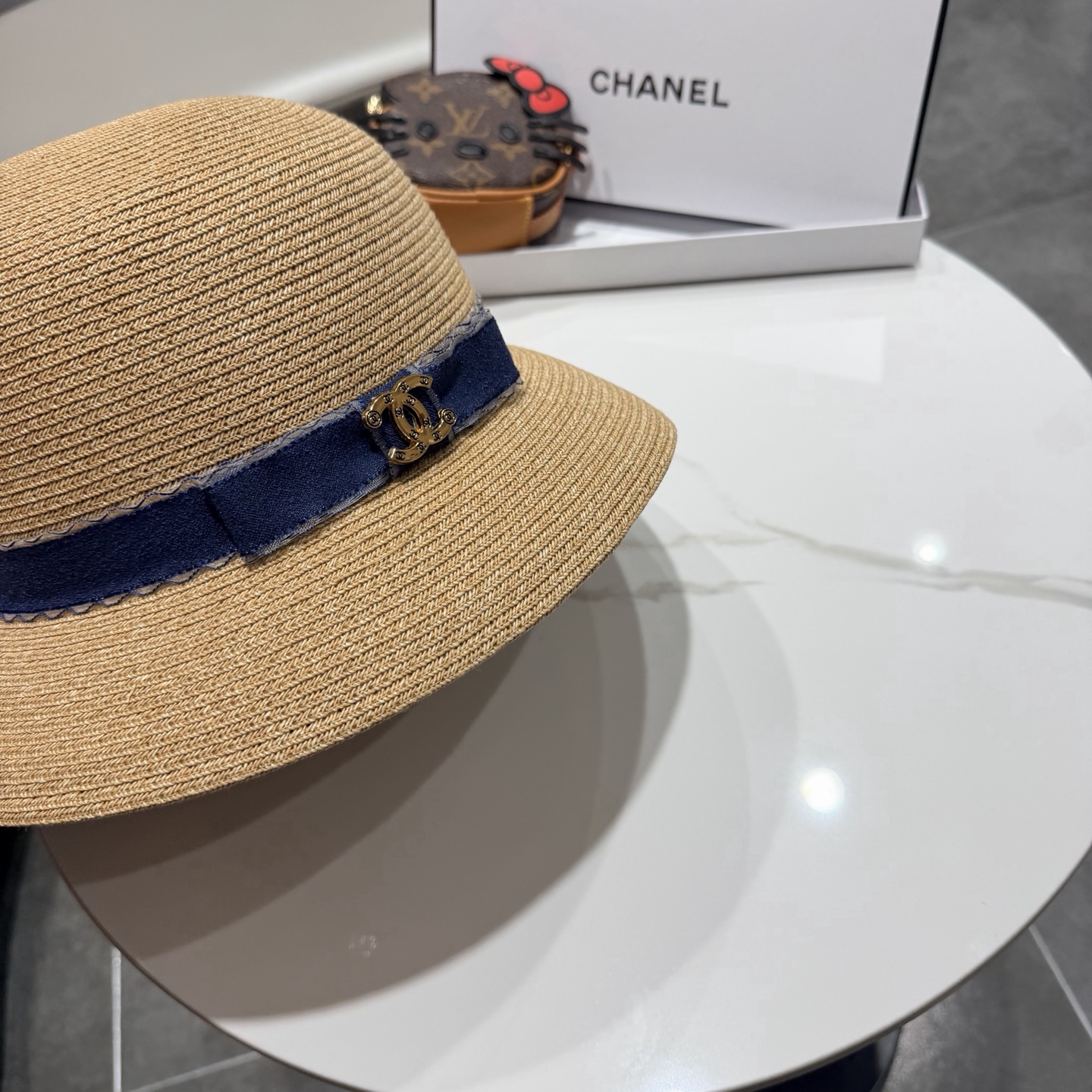 Chanel香奈儿草帽，高级定制，头围57cm。
