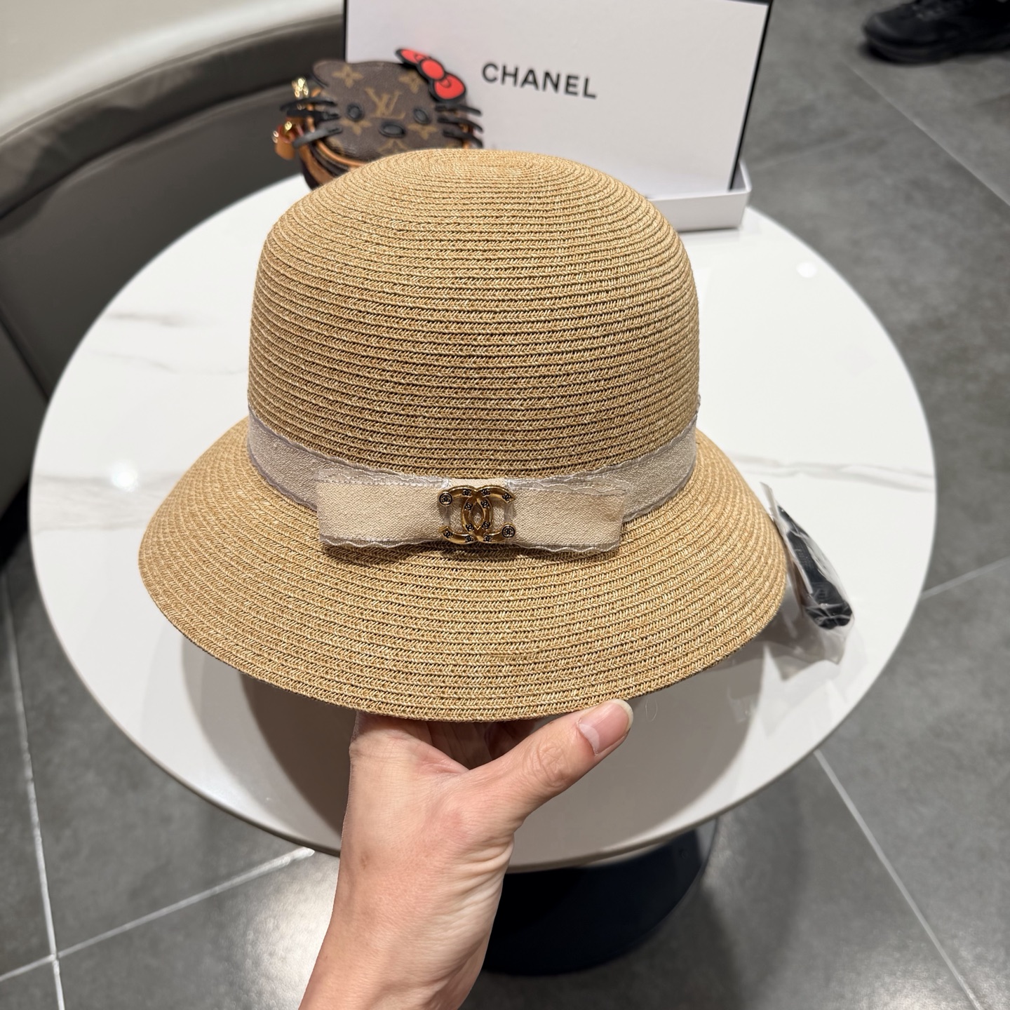 Chanel香奈儿草帽，高级定制，头围57cm。