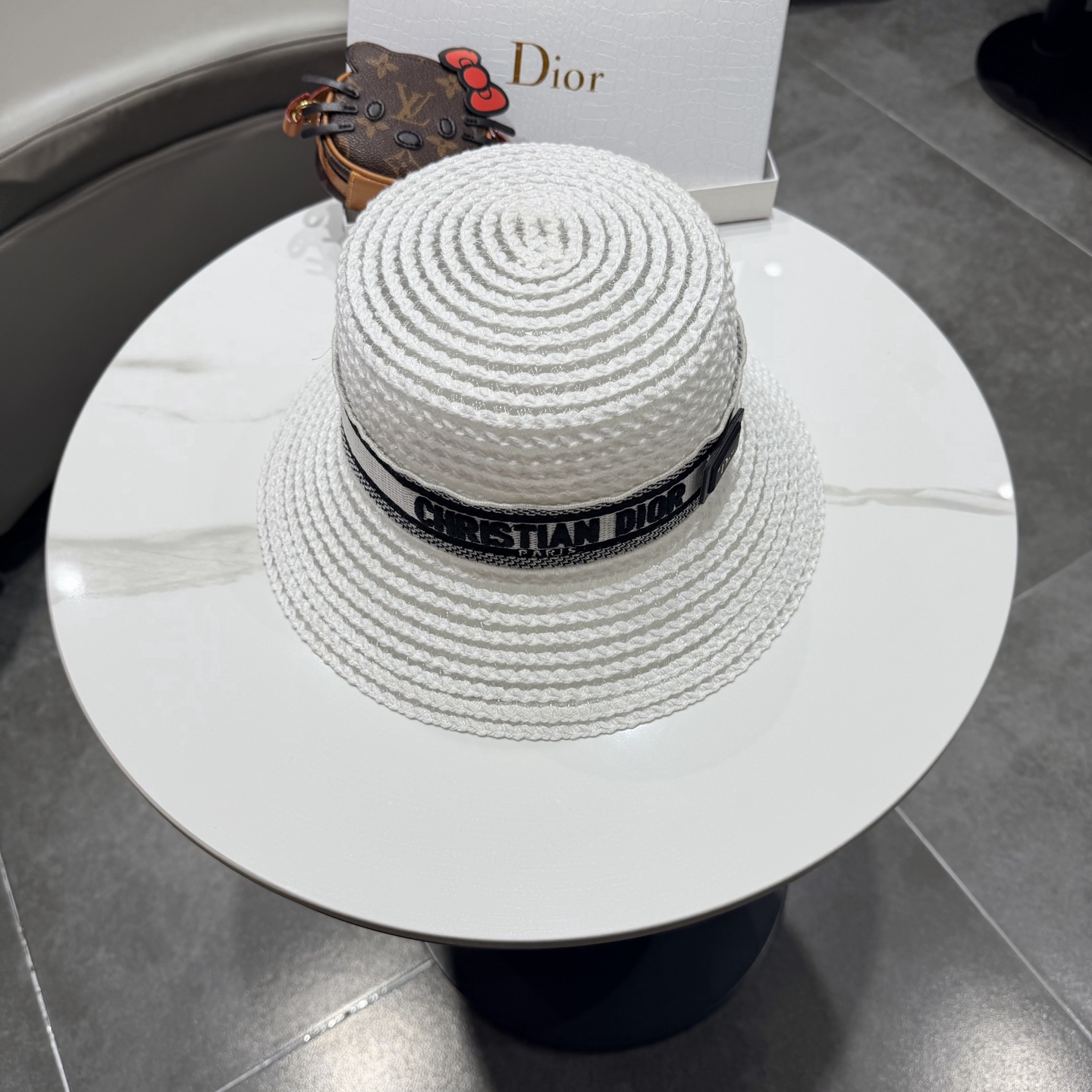Dior迪奥新款平顶礼帽，遮阳草帽，头围57cm