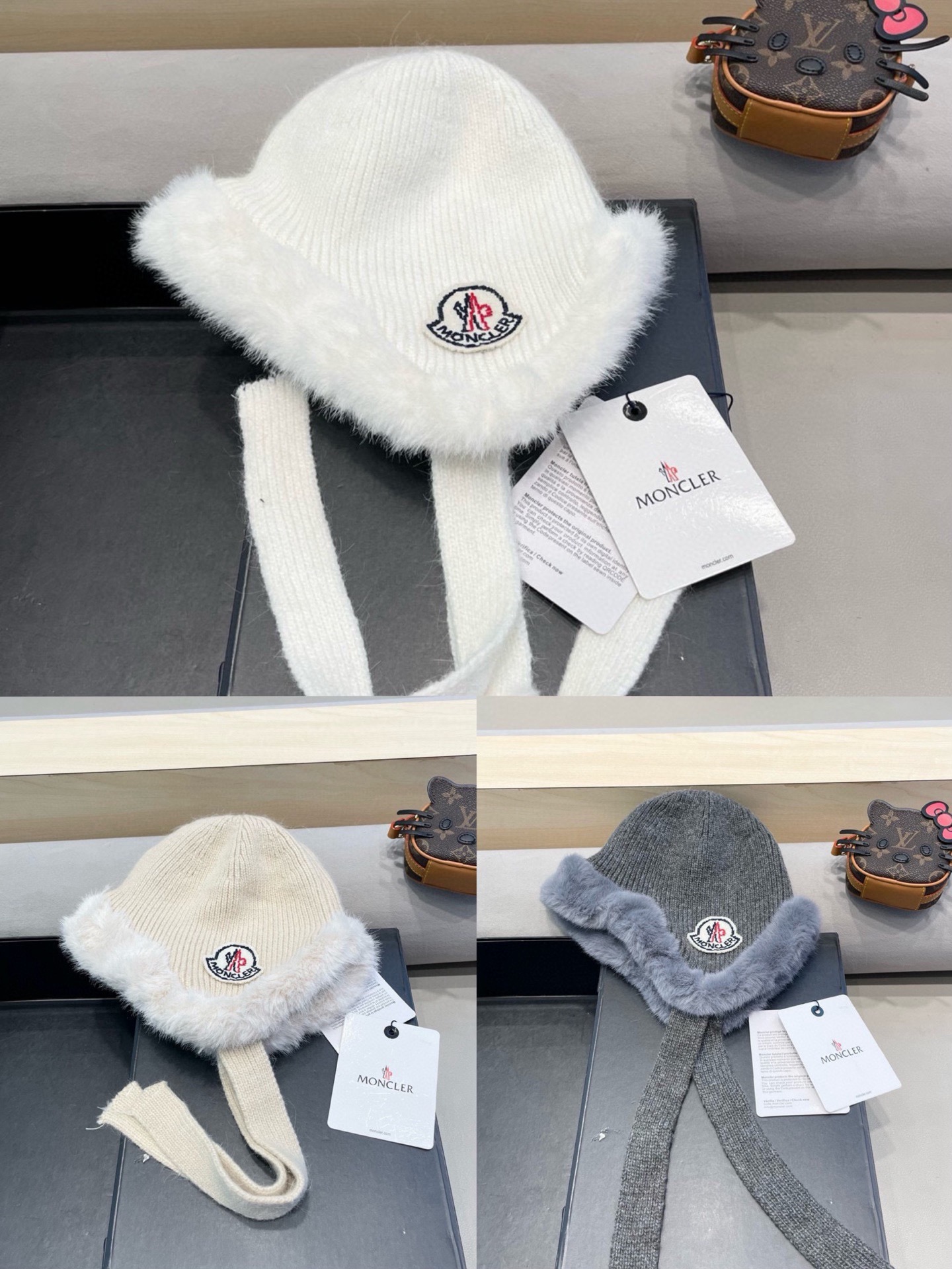 MONCLER蒙口🎩兔毛混纺加绒针织护耳帽女洋气冬季防寒保暖加厚雷锋帽毛线套头帽