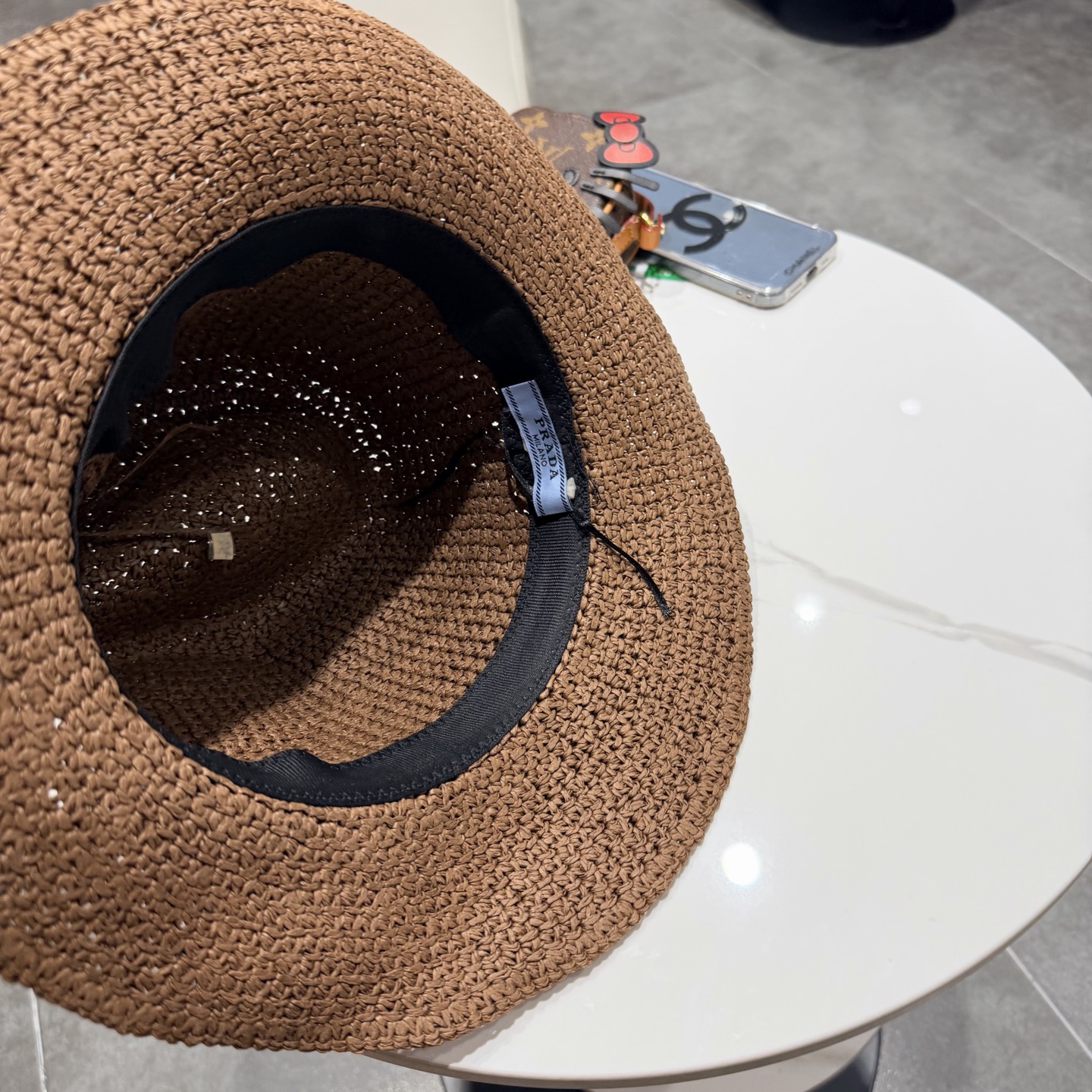 Prada普拉达2026 春夏新款法式平顶草大檐草帽遮阳防晒平檐礼帽