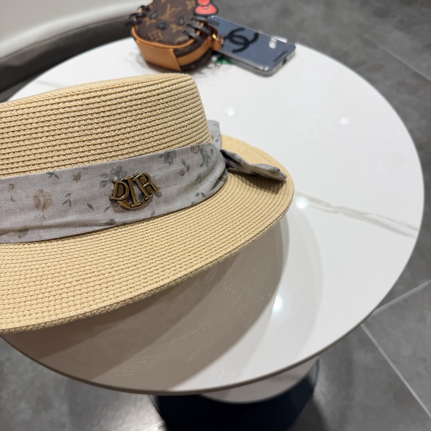 Dior迪奥新款草帽，平顶礼帽台湾PP草，头围57cm