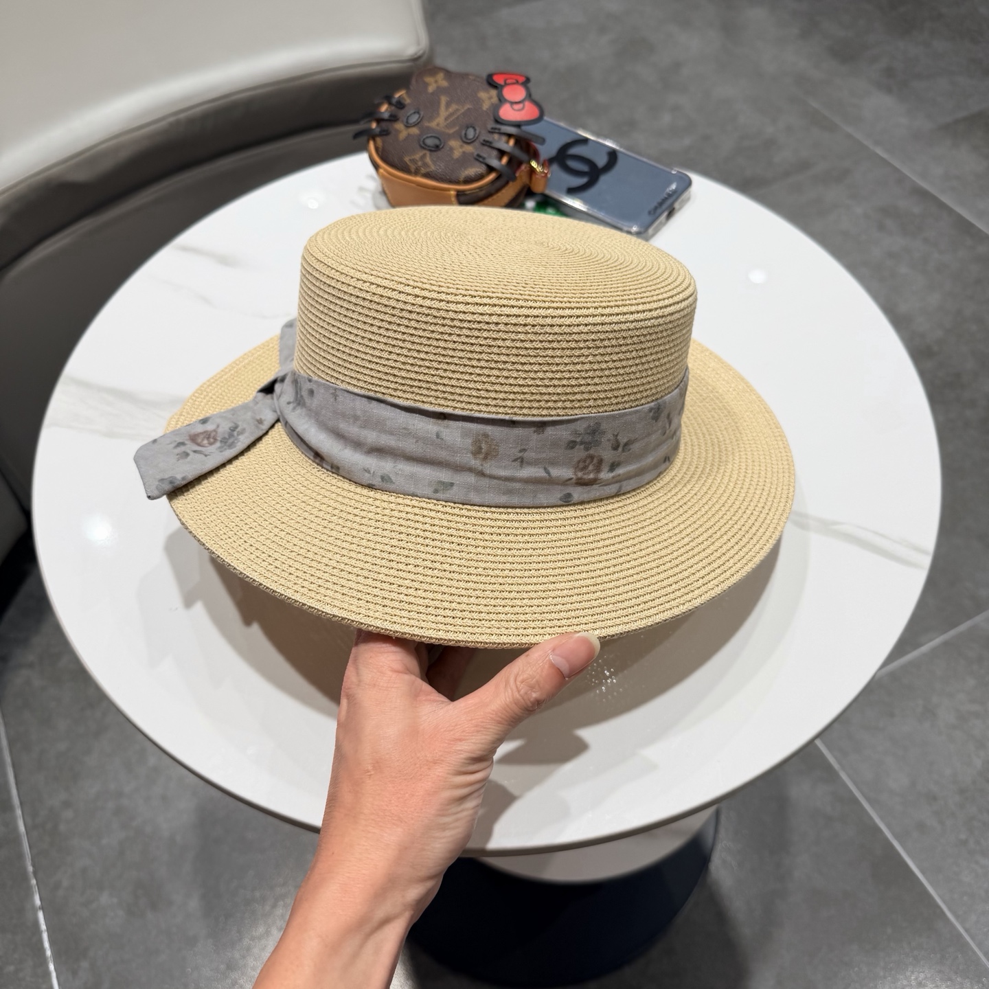 Dior迪奥新款草帽，平顶礼帽台湾PP草，头围57cm