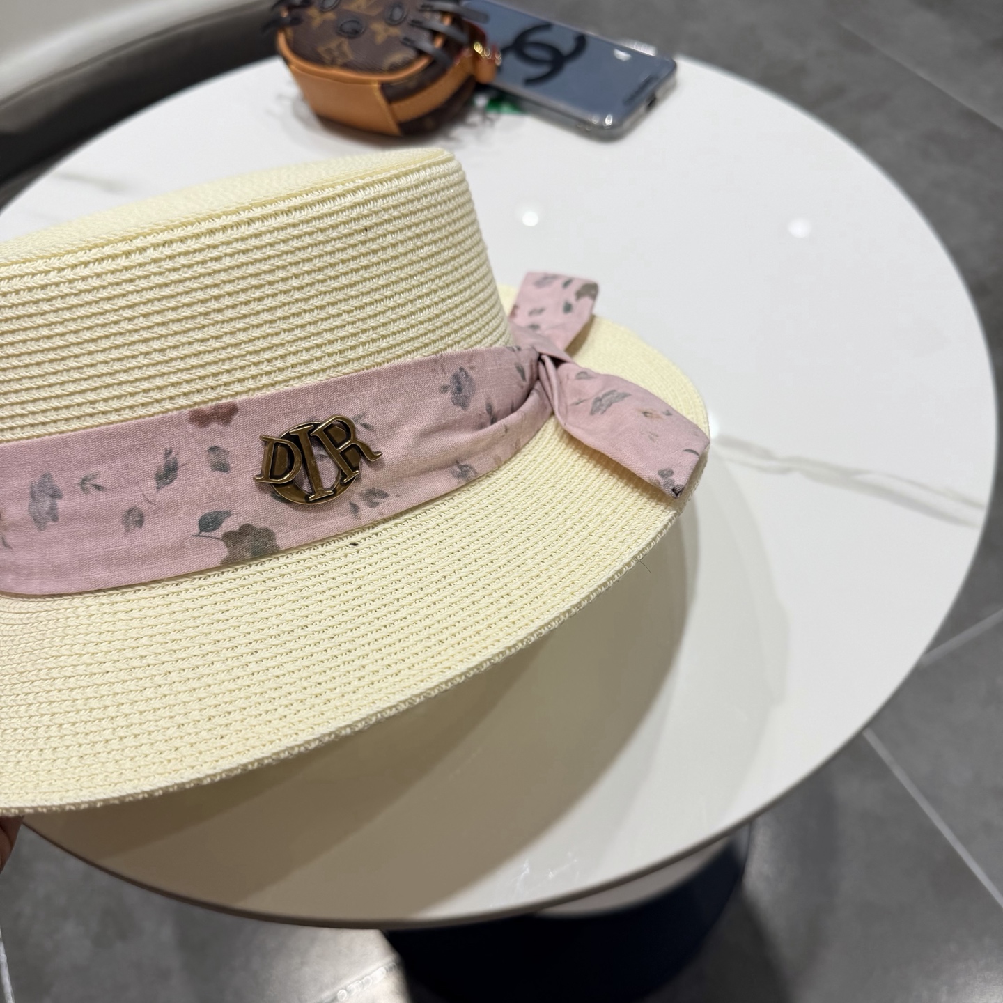 Dior迪奥新款草帽，平顶礼帽台湾PP草，头围57cm