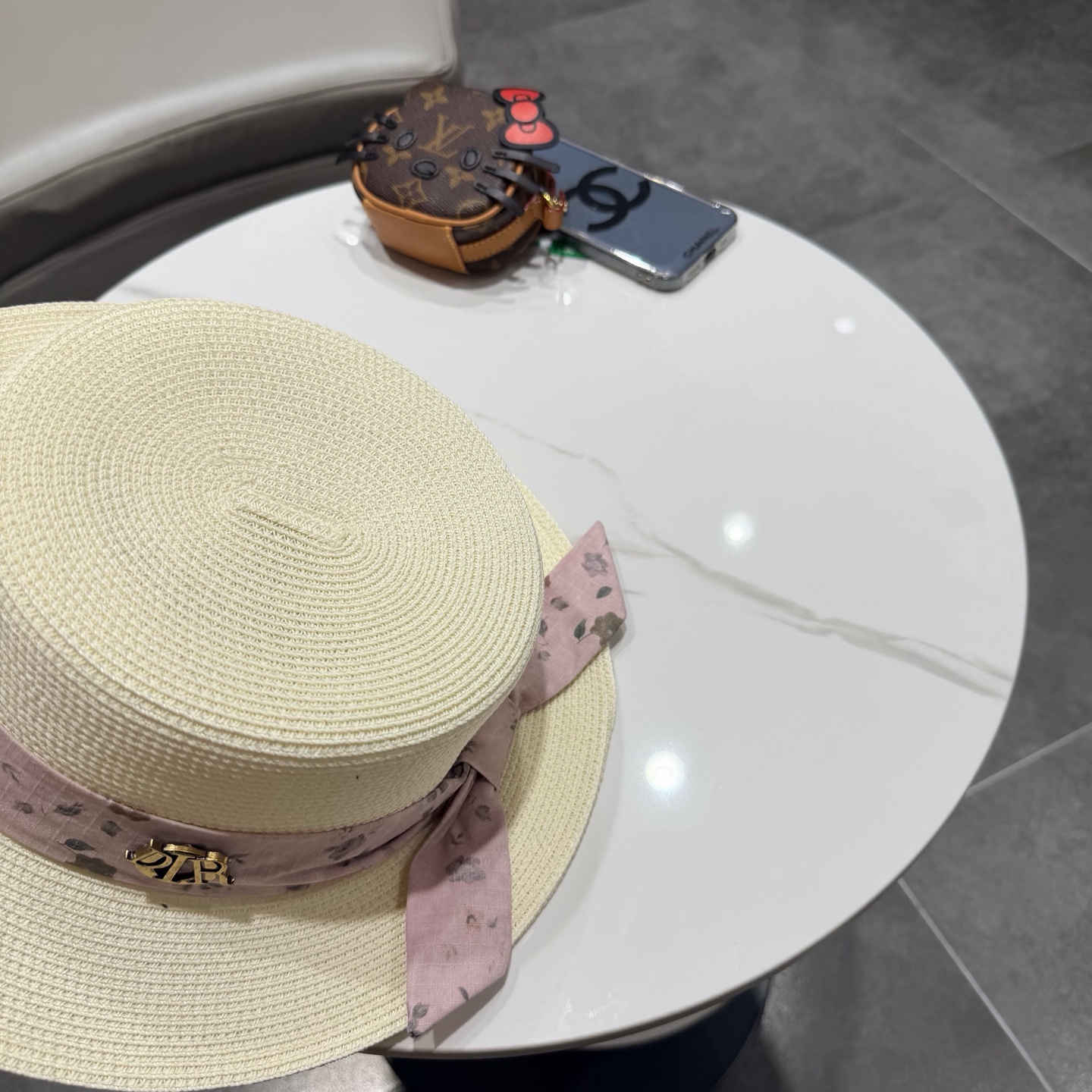 Dior迪奥新款草帽，平顶礼帽台湾PP草，头围57cm