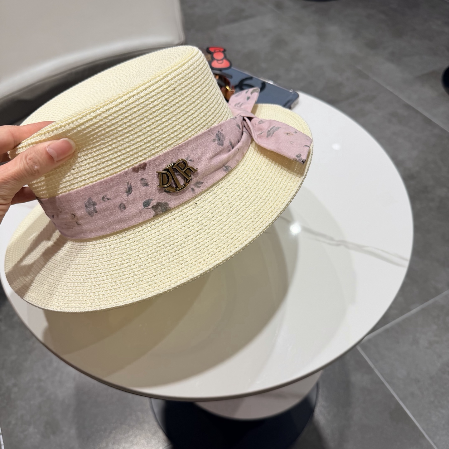 Dior迪奥新款草帽，平顶礼帽台湾PP草，头围57cm