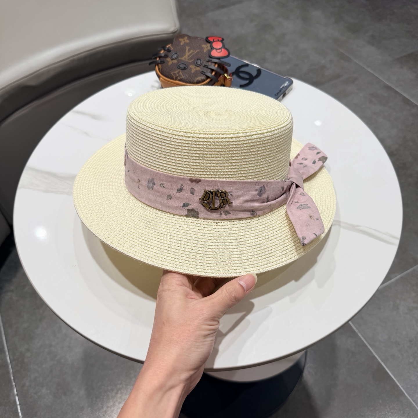 Dior迪奥新款草帽，平顶礼帽台湾PP草，头围57cm