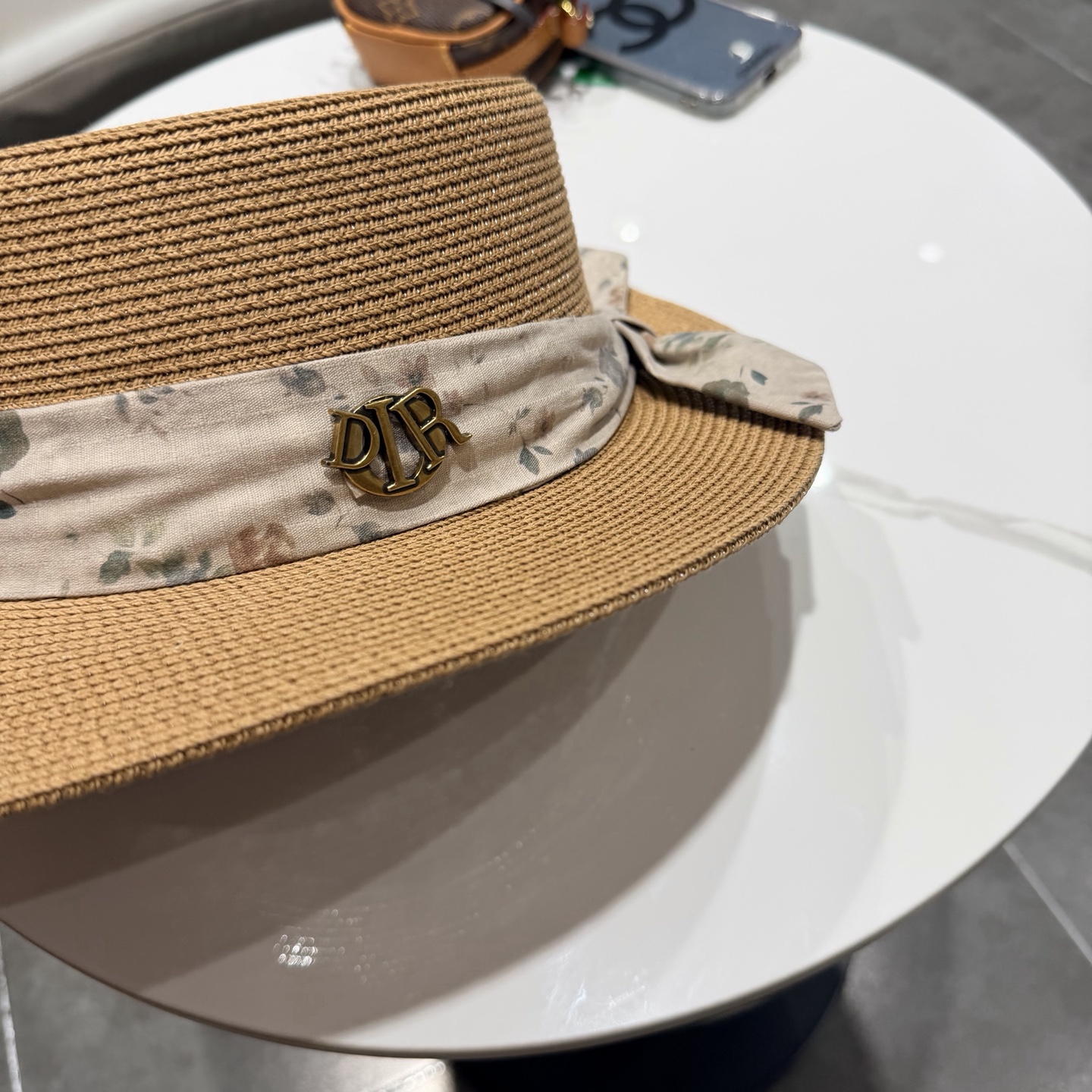 Dior迪奥新款草帽，平顶礼帽台湾PP草，头围57cm