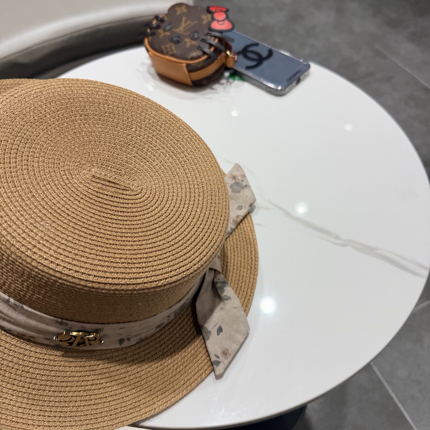 Dior迪奥新款草帽，平顶礼帽台湾PP草，头围57cm