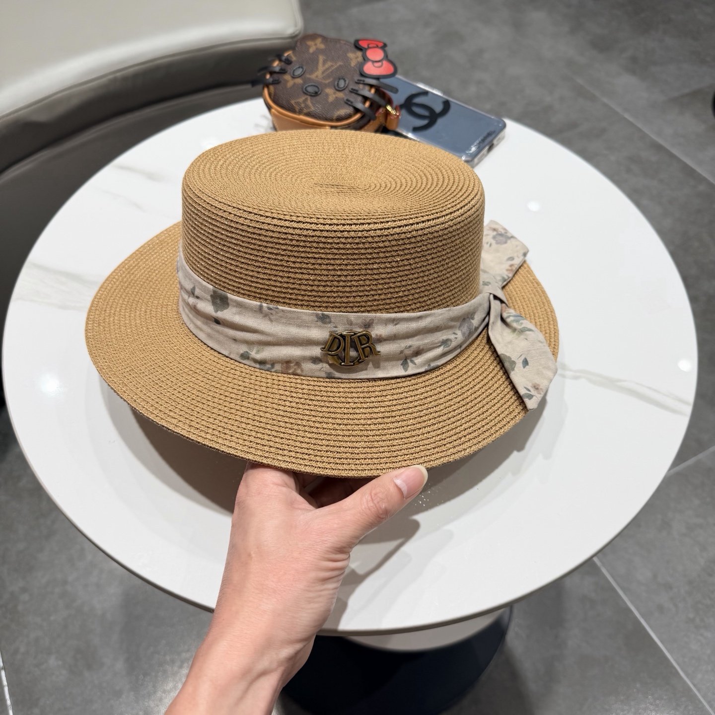 Dior迪奥新款草帽，平顶礼帽台湾PP草，头围57cm