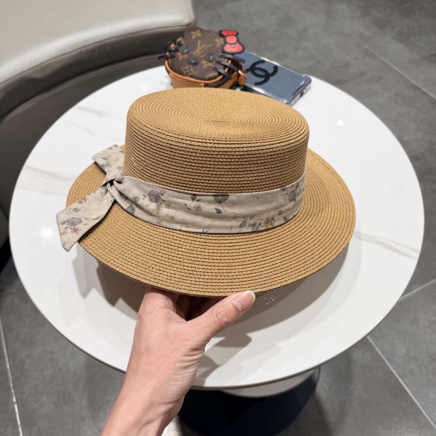 Dior迪奥新款草帽，平顶礼帽台湾PP草，头围57cm
