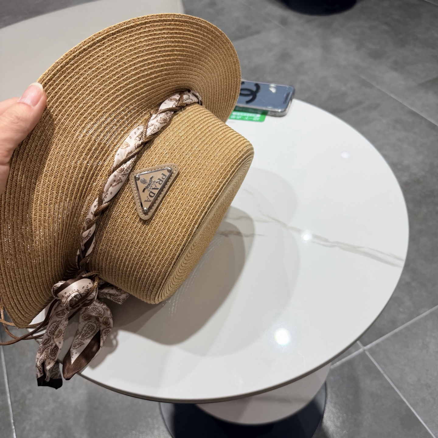 普拉达新款平顶礼帽，草帽，头围57cm
