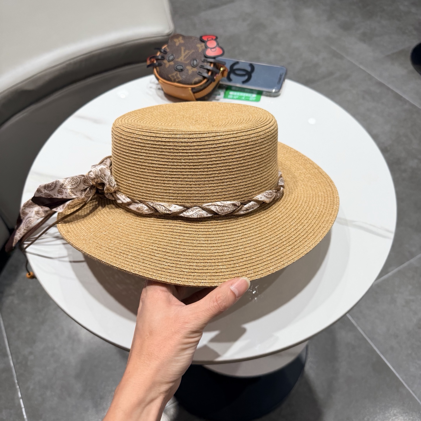 普拉达新款平顶礼帽，草帽，头围57cm