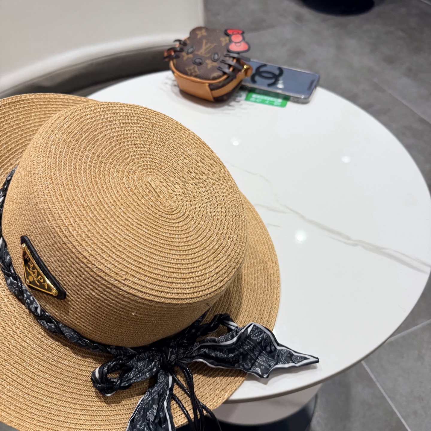 普拉达新款平顶礼帽，草帽，头围57cm