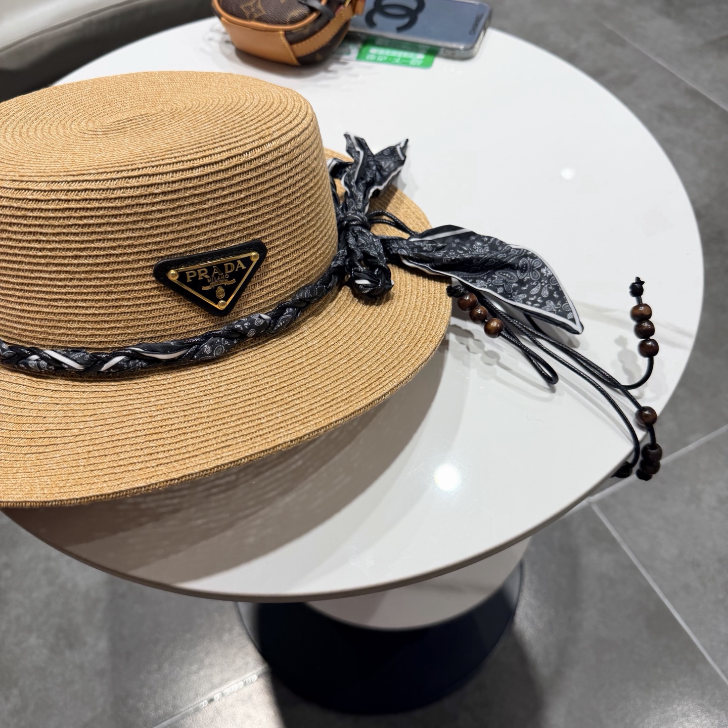 普拉达新款平顶礼帽，草帽，头围57cm