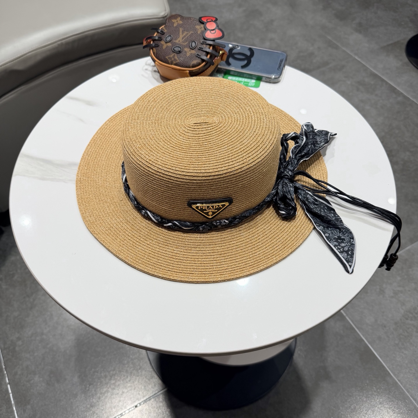 普拉达新款平顶礼帽，草帽，头围57cm