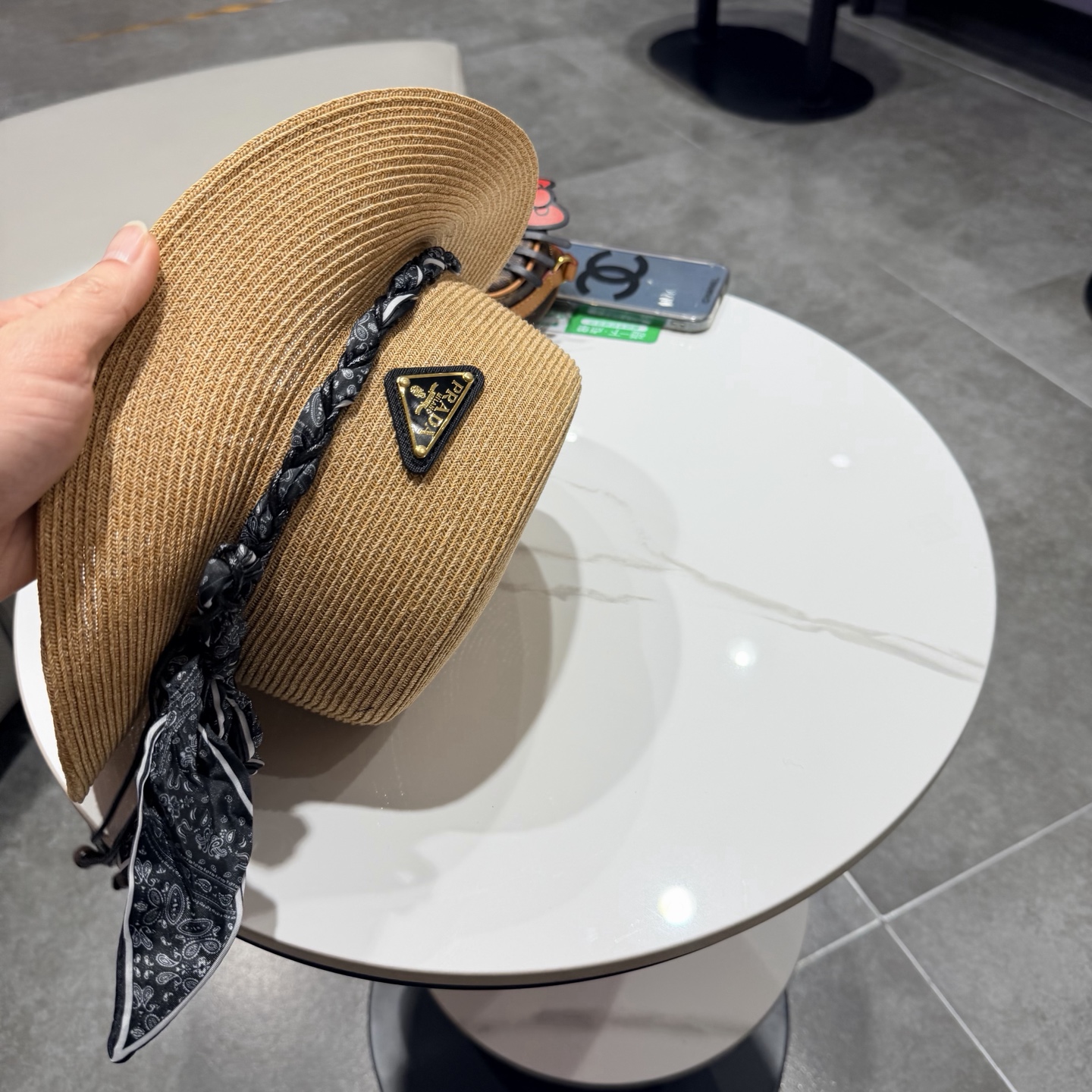 普拉达新款平顶礼帽，草帽，头围57cm