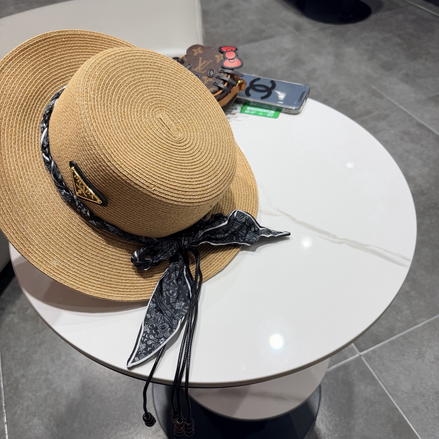 普拉达新款平顶礼帽，草帽，头围57cm