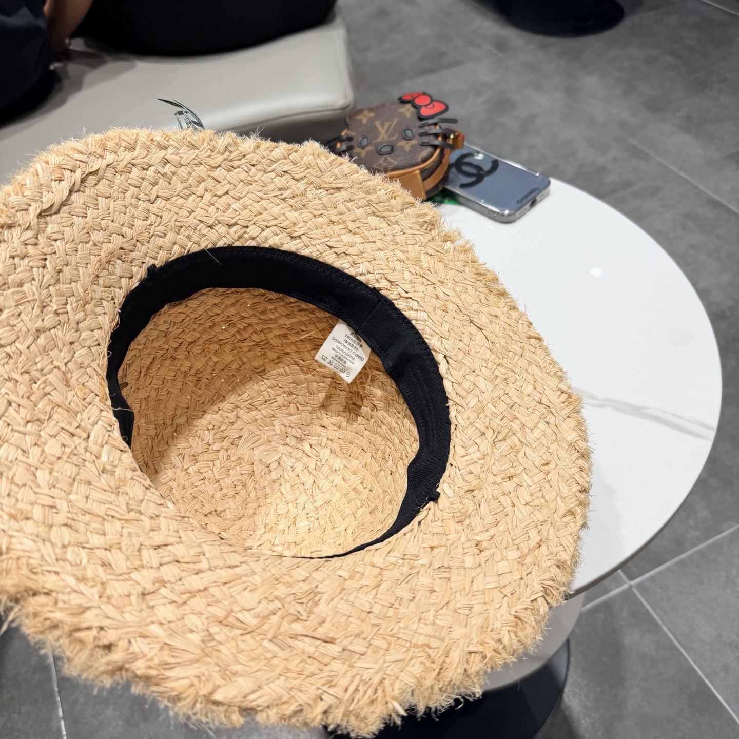 Chanel香奈儿拉菲草手工花朵草帽女夏季出游度假大帽檐遮阳防晒帽海边太阳帽子