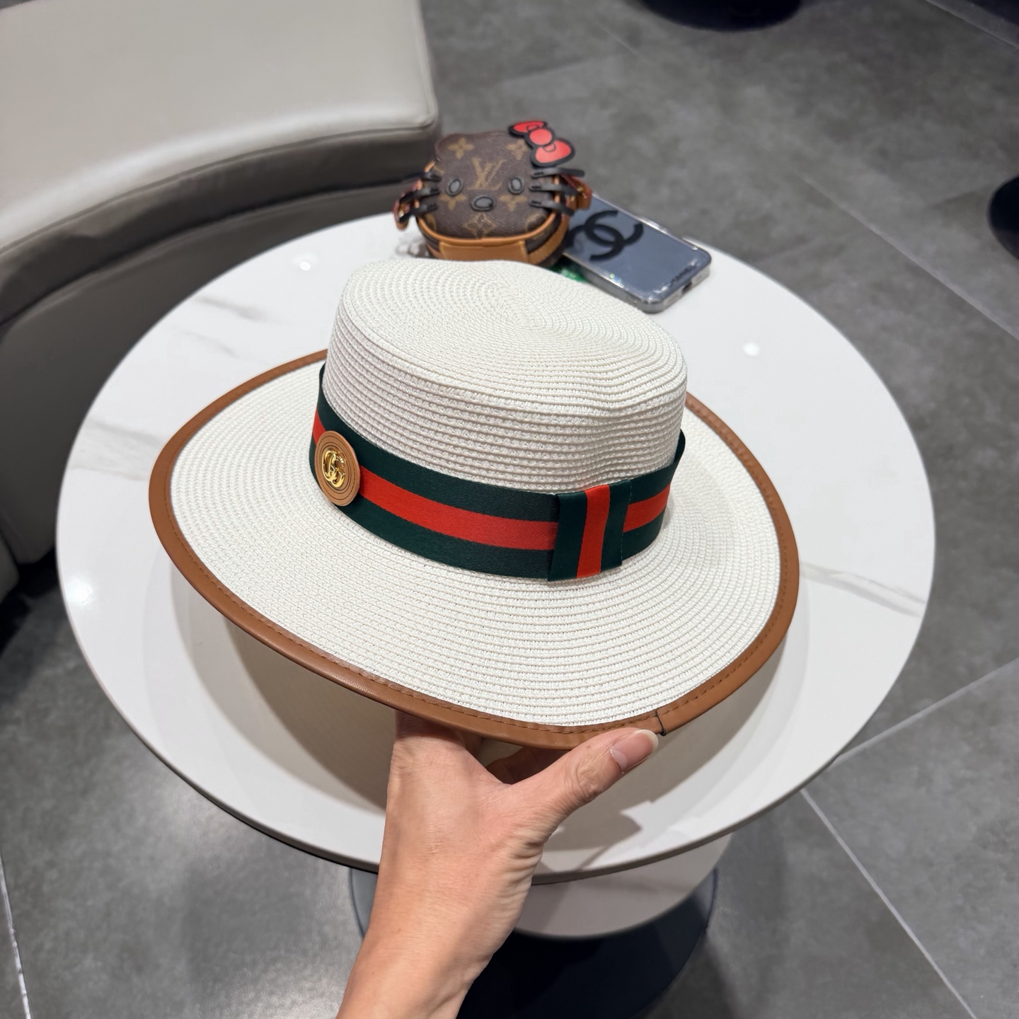 Gucci古奇新款平顶草帽，帽型超赞