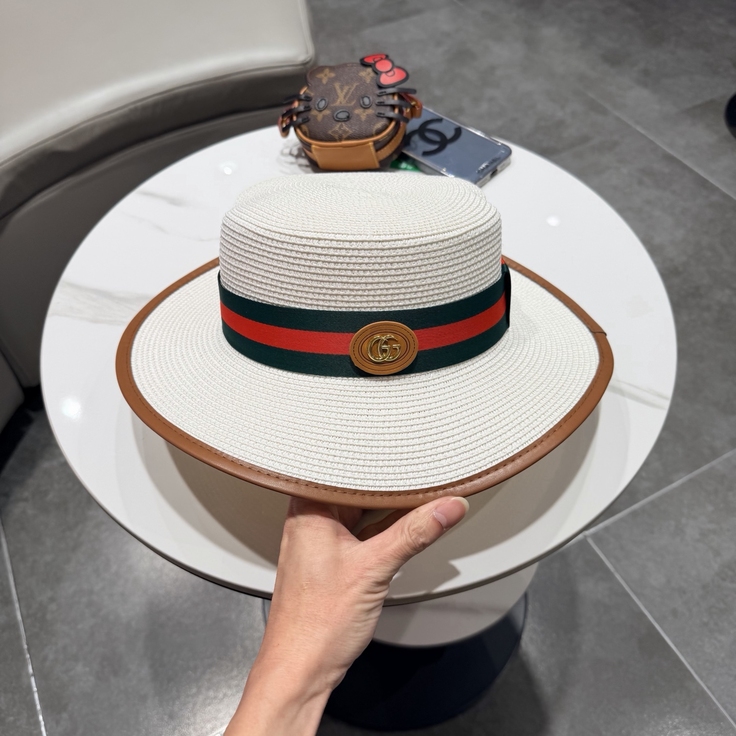 Gucci古奇新款平顶草帽，帽型超赞